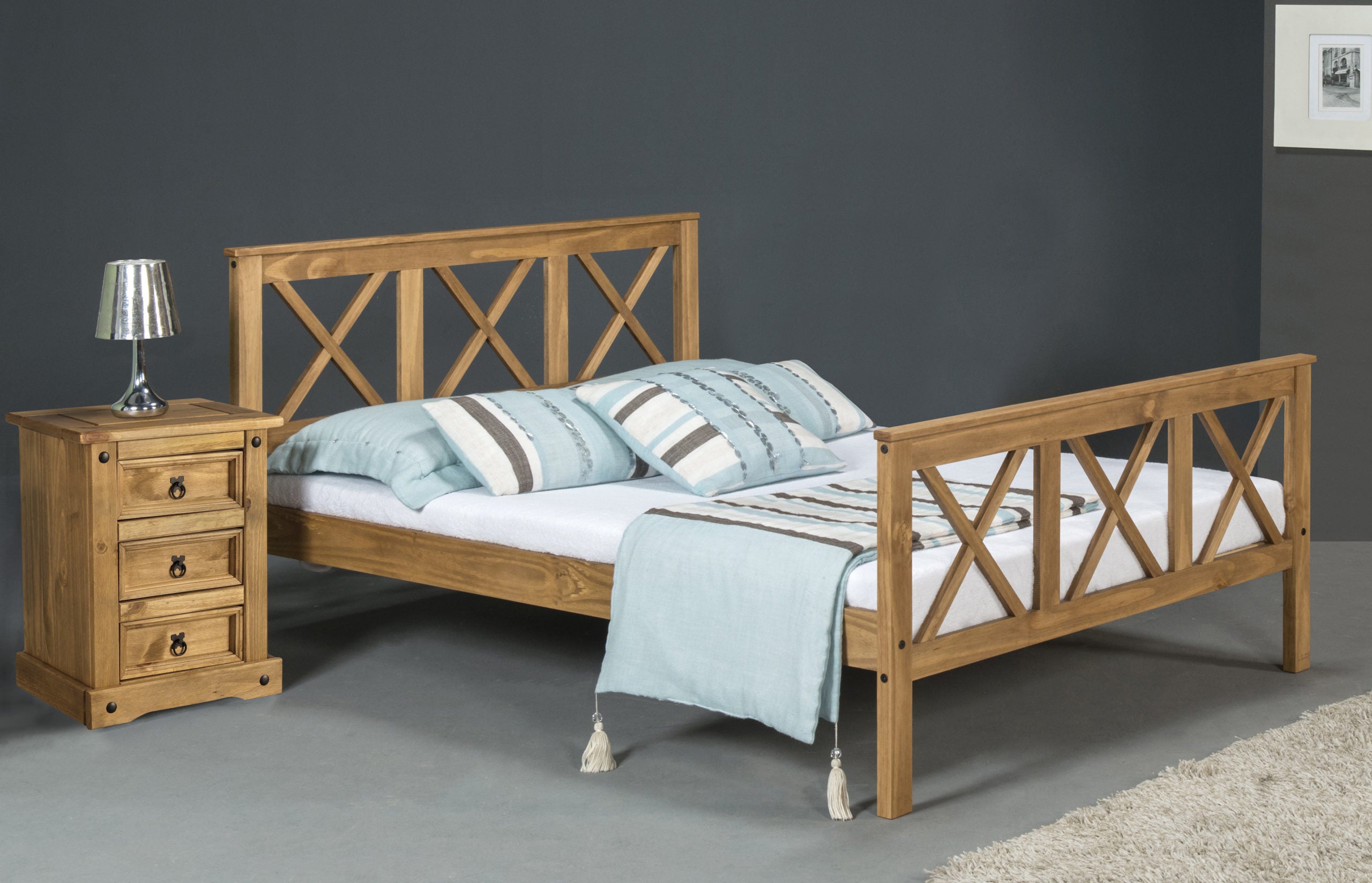 SALVADOR 4'6" HIGH END BED - DISTRESSED WAXED PINE