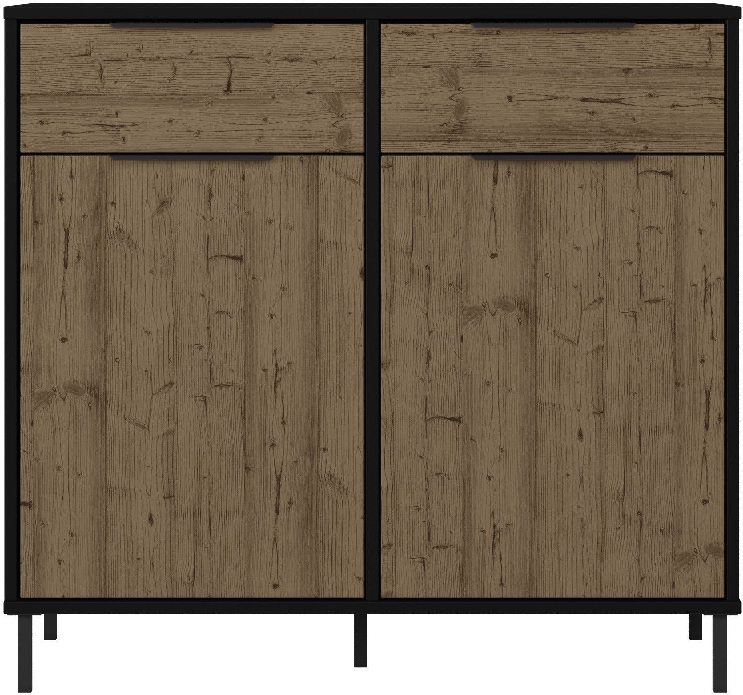 MADRID 2 DOOR SIDEBOARD - BLACK/ACACIA EFFECT