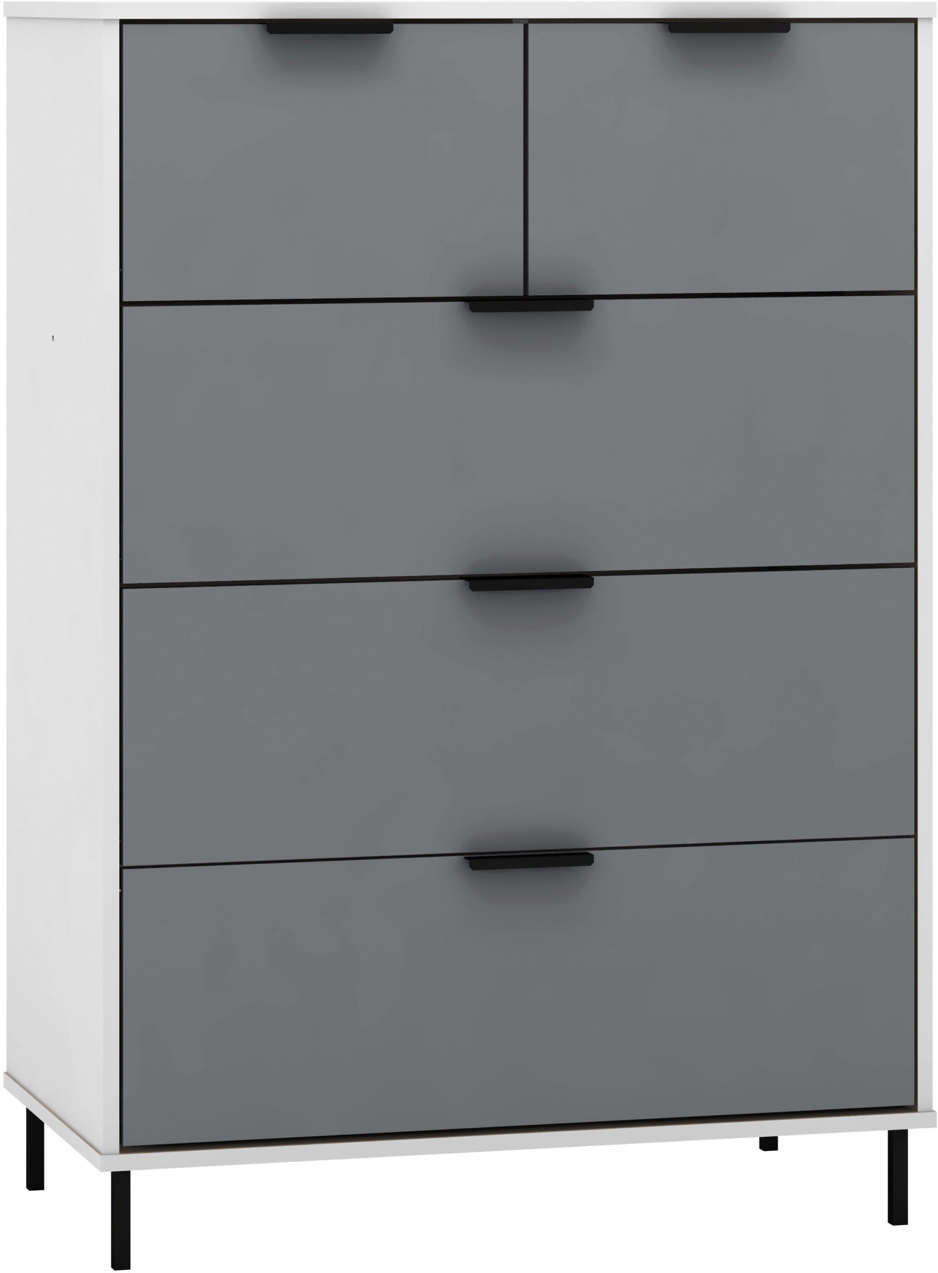 MADRID 3+2 DRAWER CHEST - GREY/WHITE GLOSS