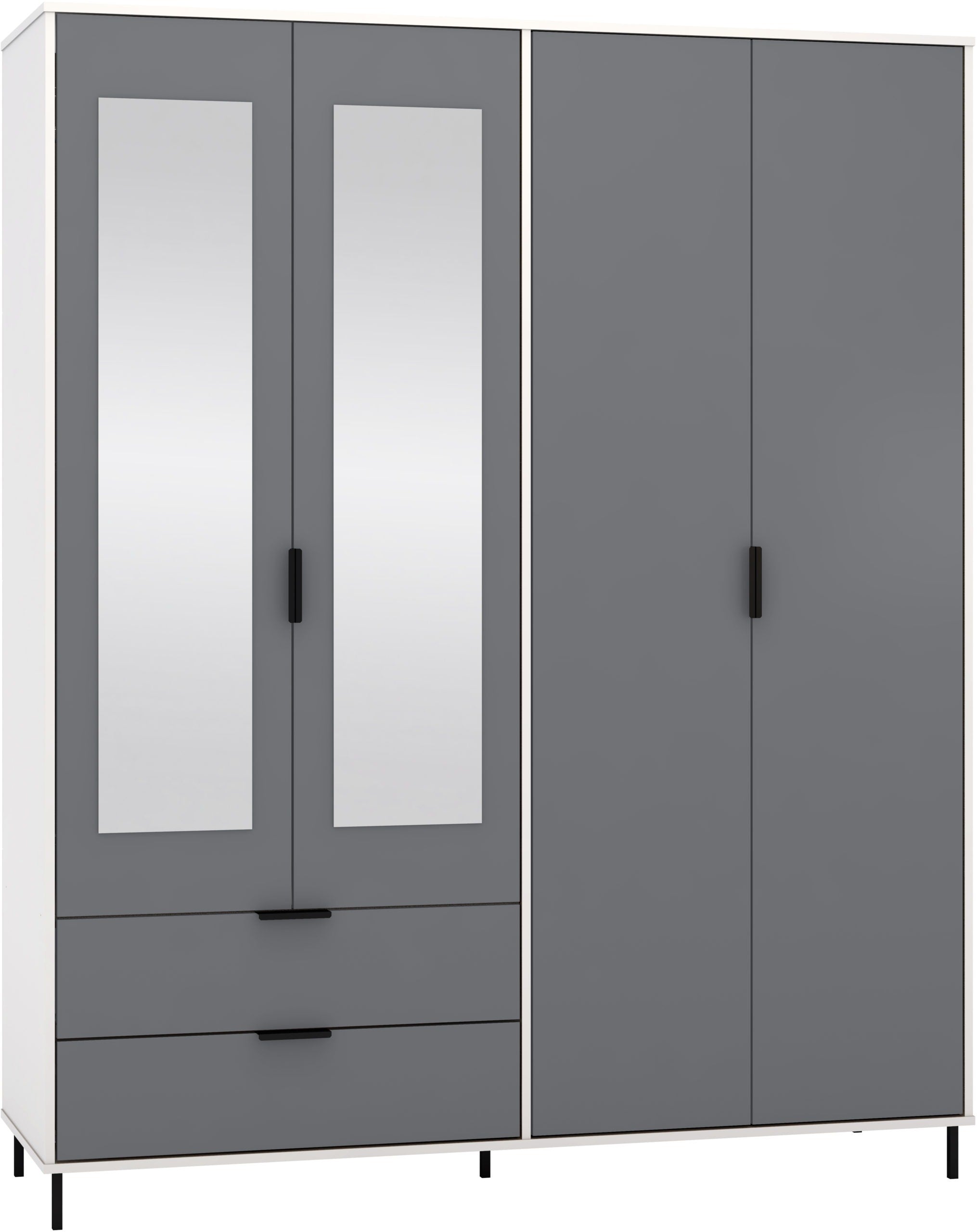 MADRID 4 DOOR 2 DRAWER WARDROBE - GREY/WHITE GLOSS