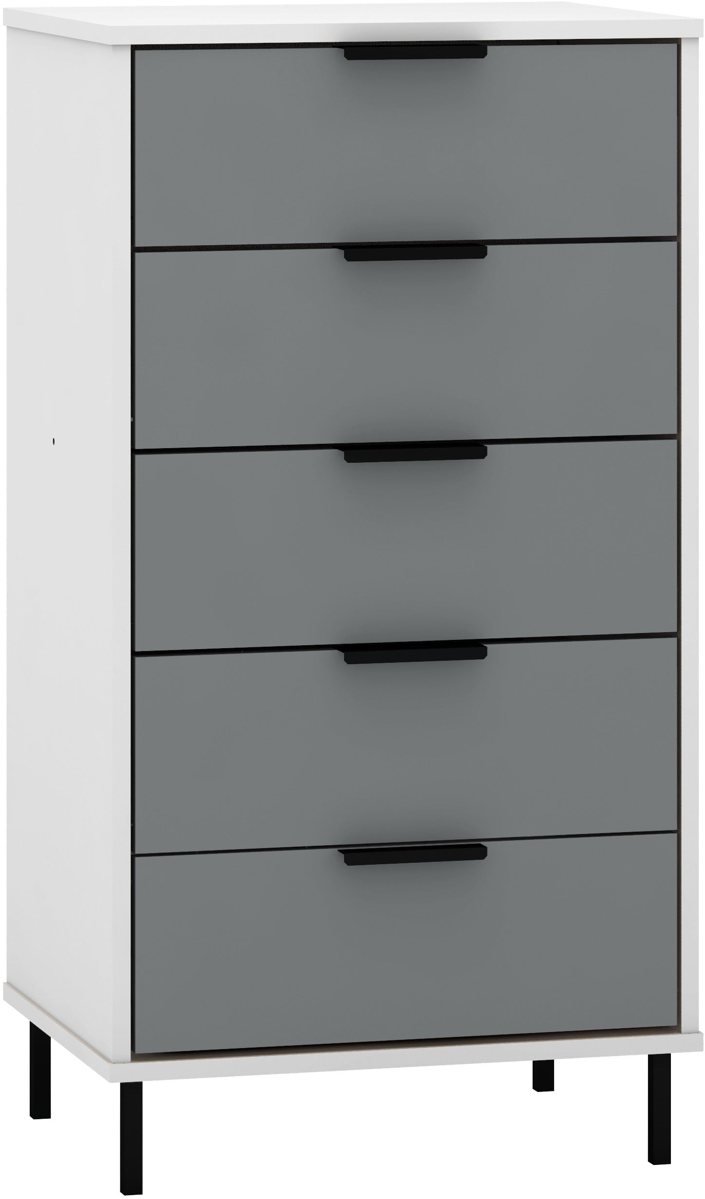 MADRID 5 DRAWER NARROW CHEST - GREY/WHITE GLOSS