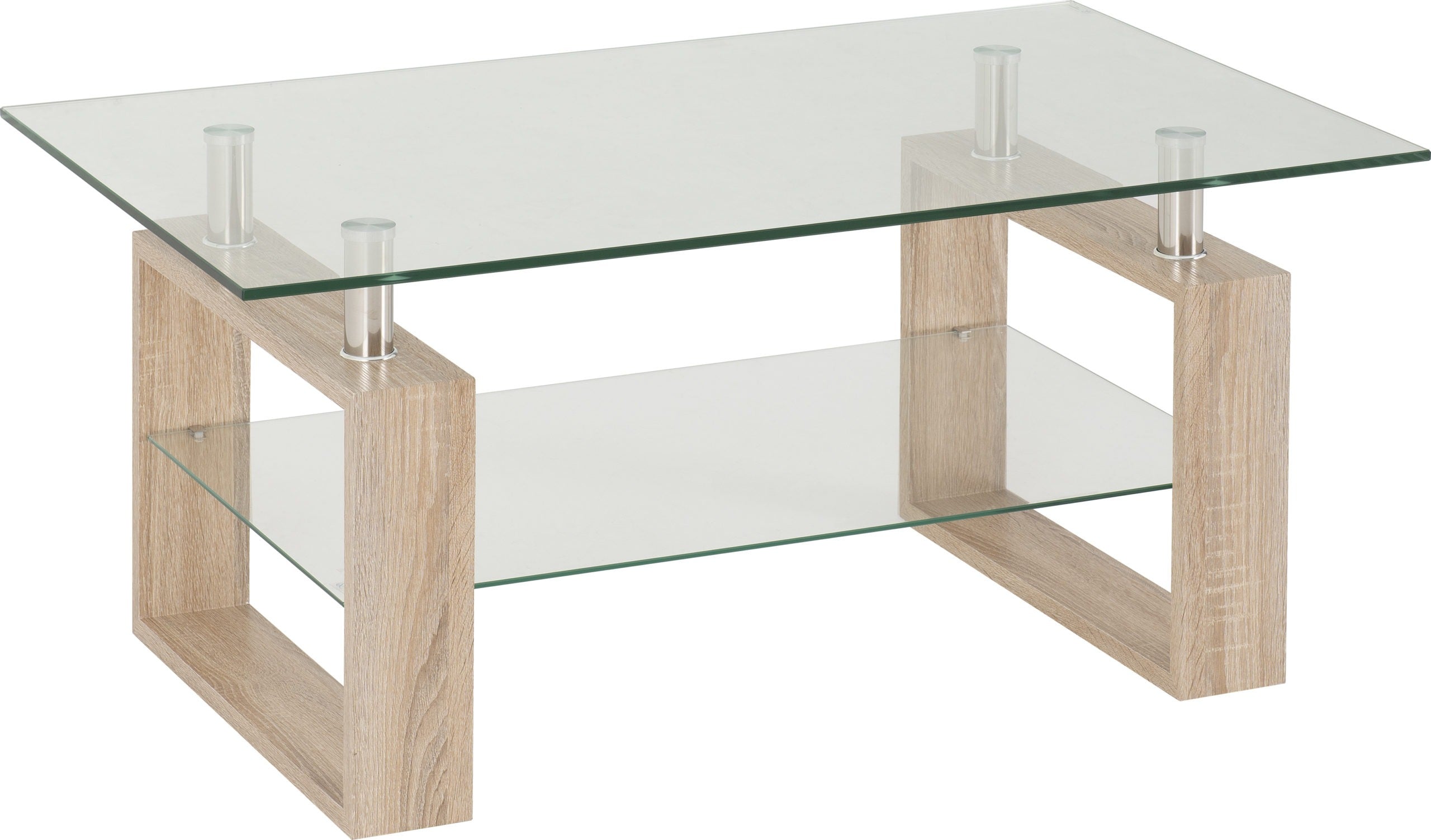 MILAN COFFEE TABLE - LIGHT SONOMA OAK/GLASS