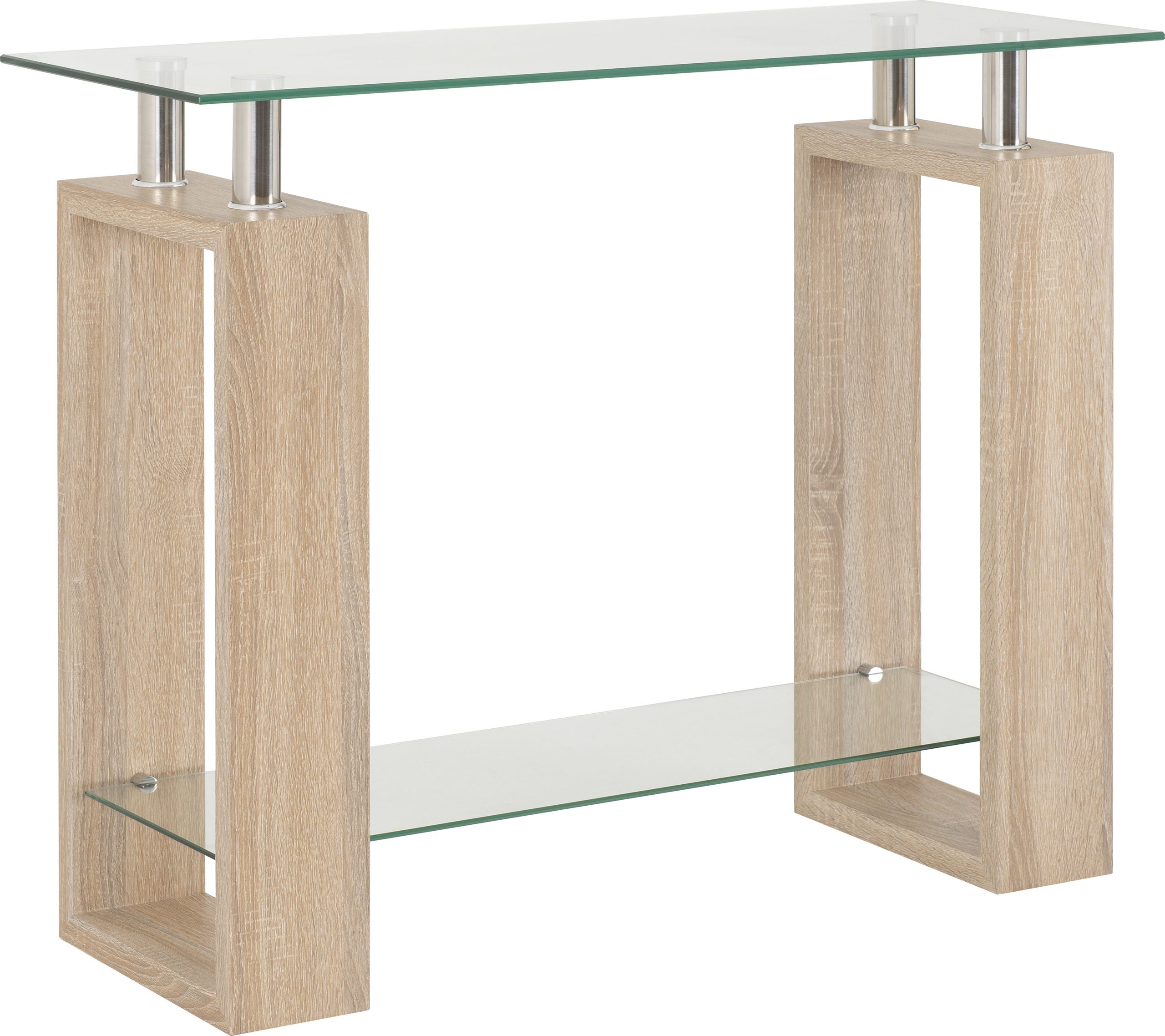 MILAN CONSOLE TABLE - LIGHT SONOMA OAK/GLASS