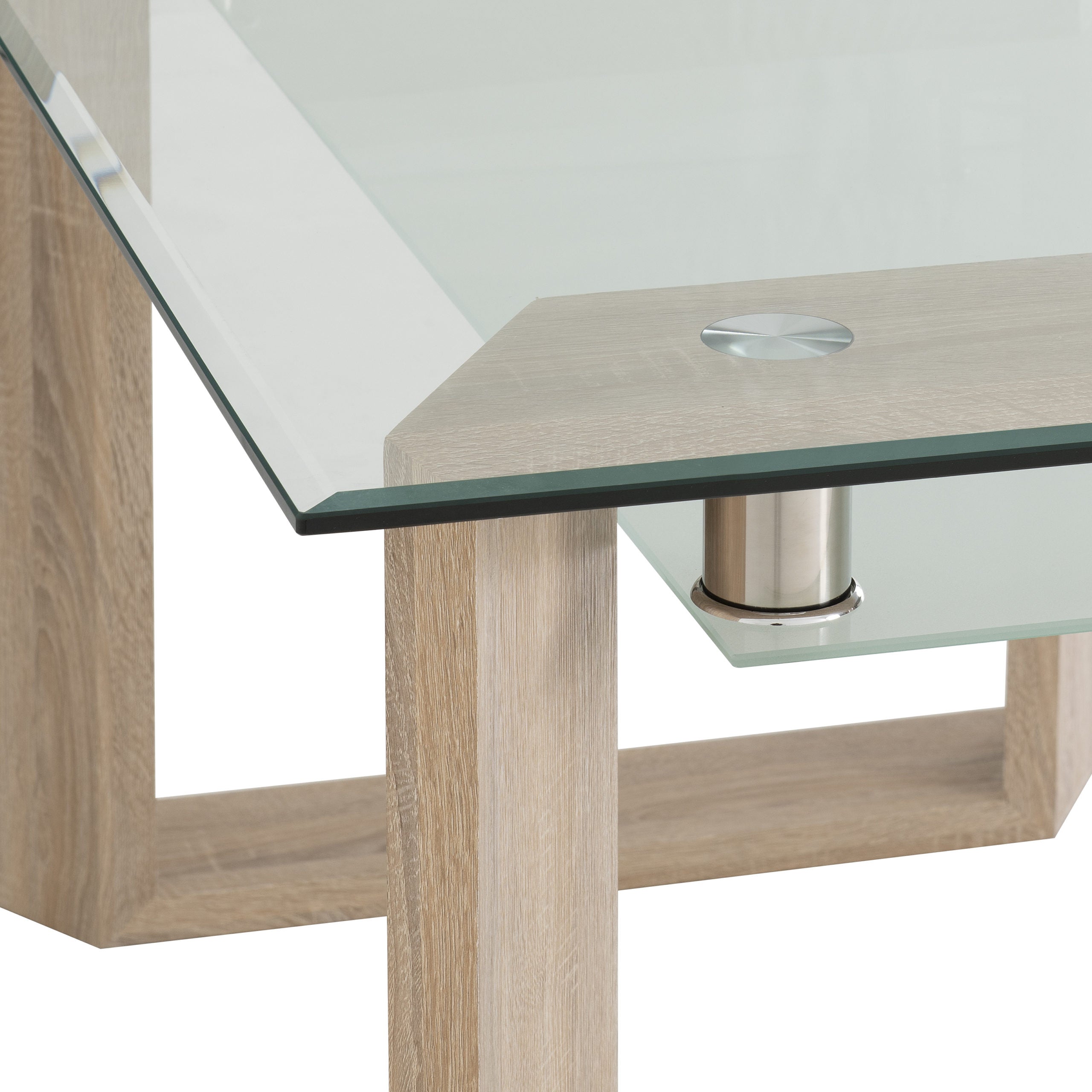 MILAN DINING TABLE - LIGHT SONOMA OAK/GLASS