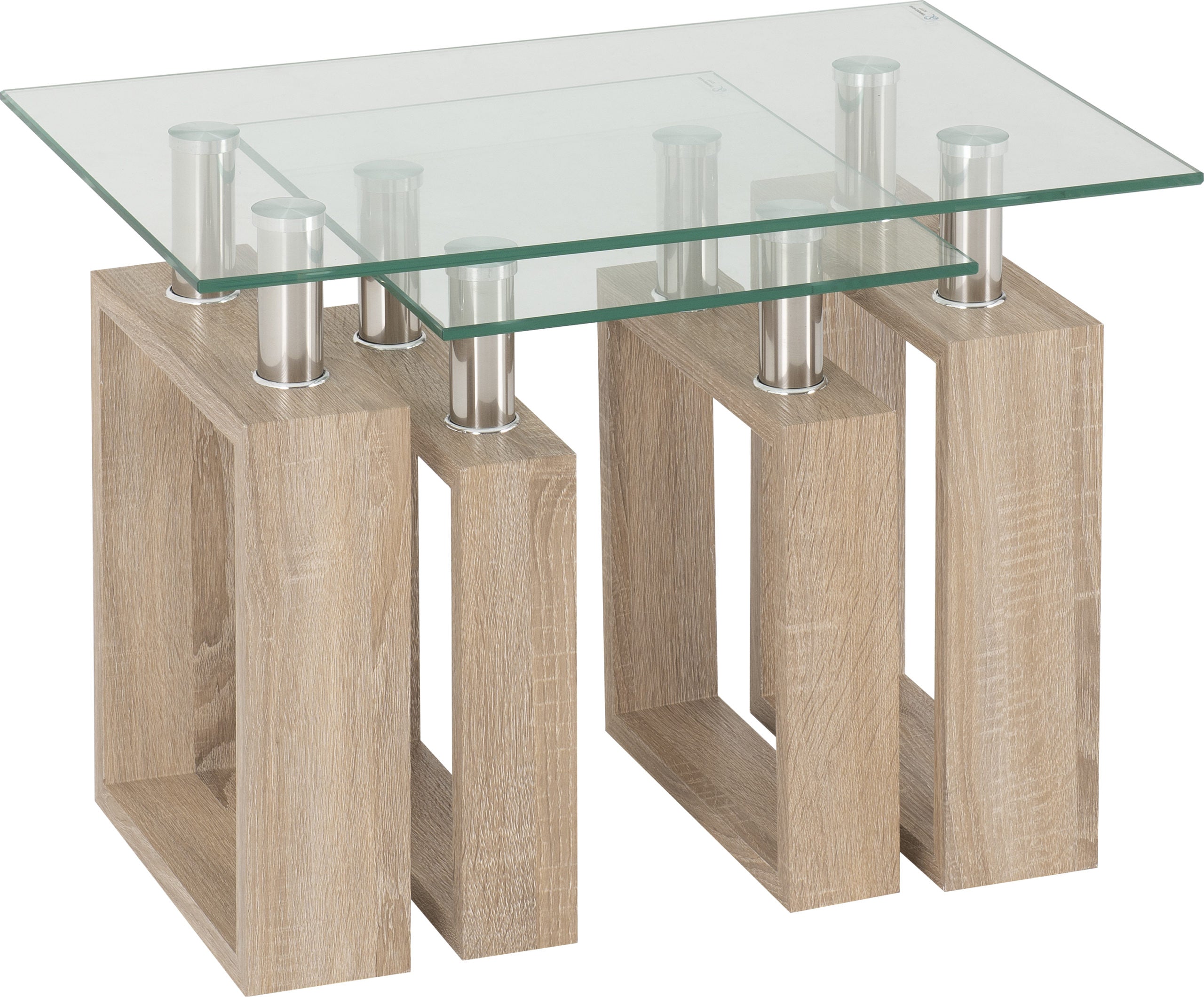 MILAN NEST OF TABLES - LIGHT SONOMA OAK/GLASS