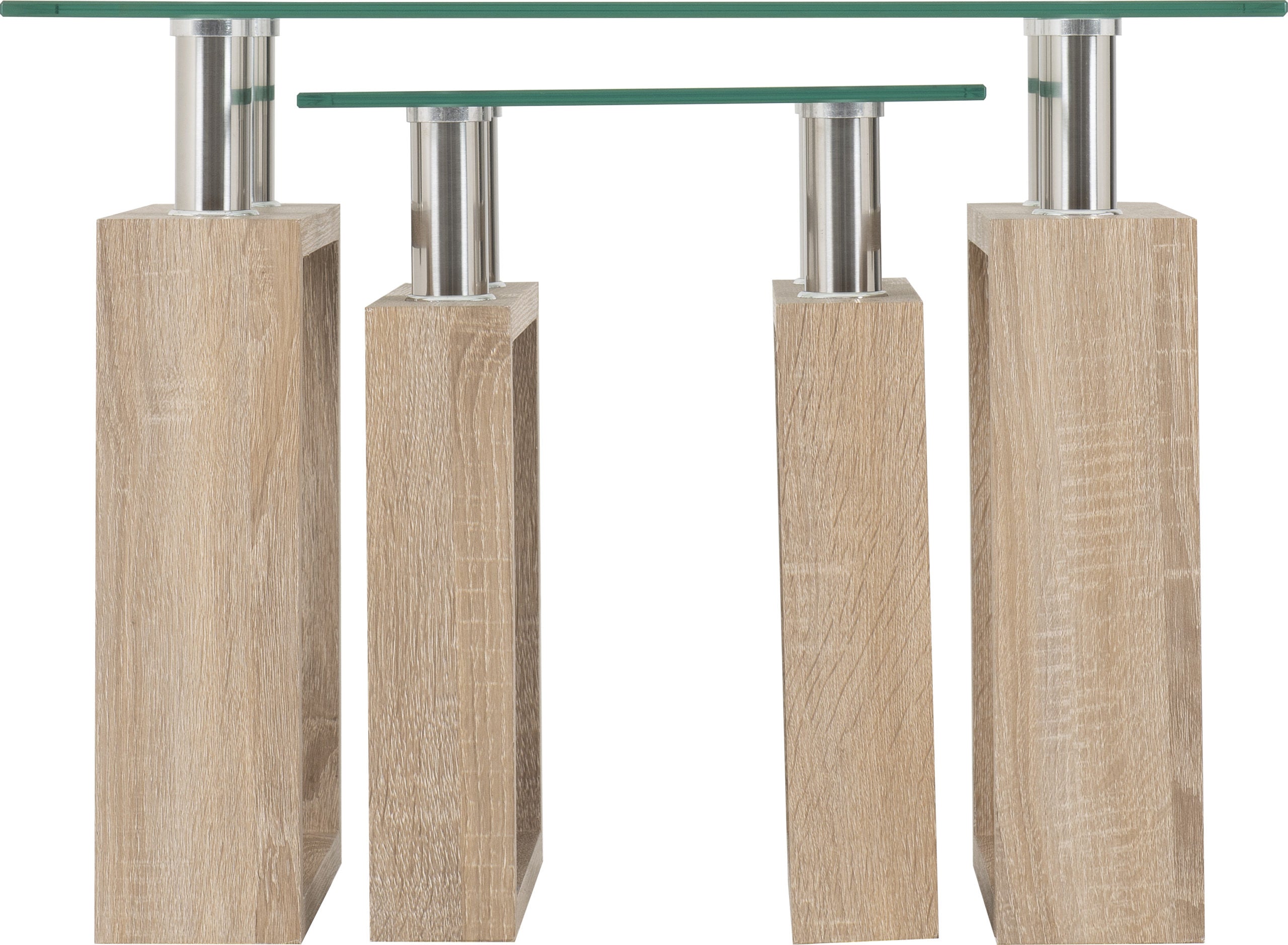 MILAN NEST OF TABLES - LIGHT SONOMA OAK/GLASS