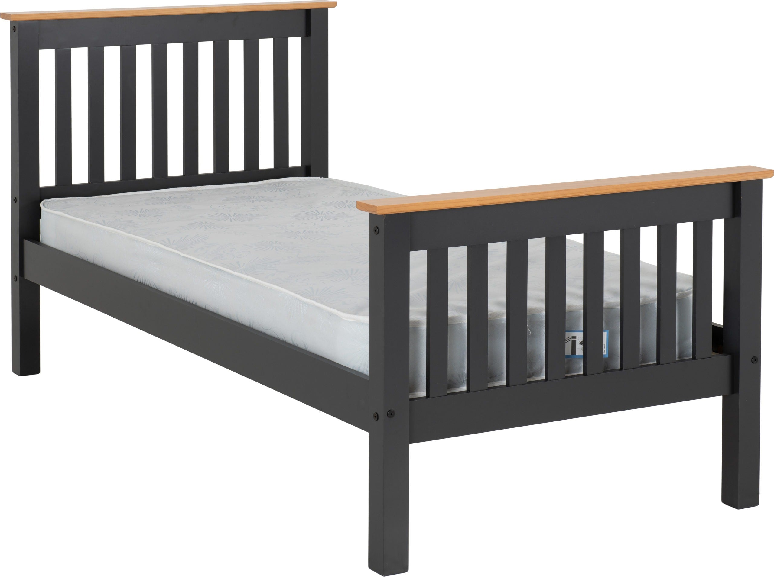 MONACO 3' HIGH END BED - GREY/OAK EFFECT