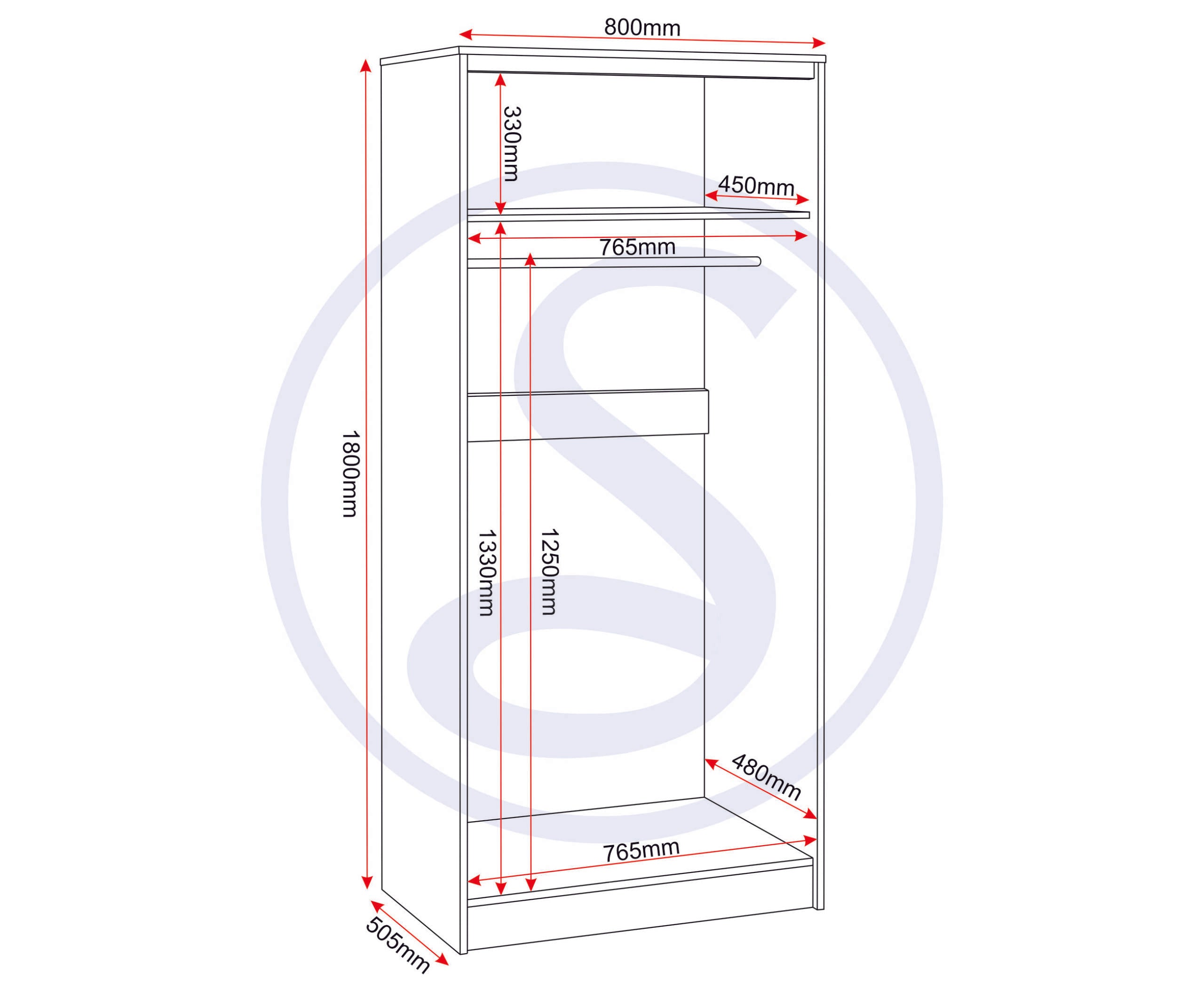 MALVERN 2 DOOR WARDROBE - WHITE