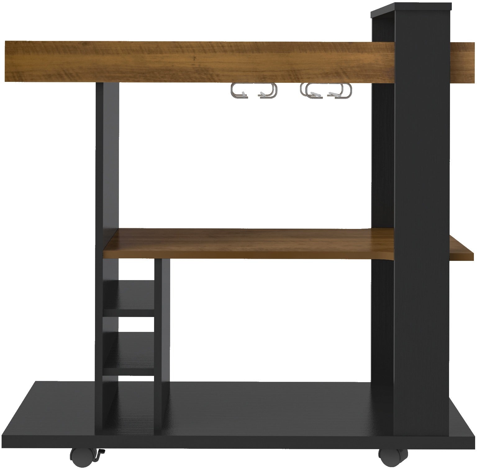 NAPLES BREAKFAST BAR/DRINKS CART - BLACK/PINE EFFECT