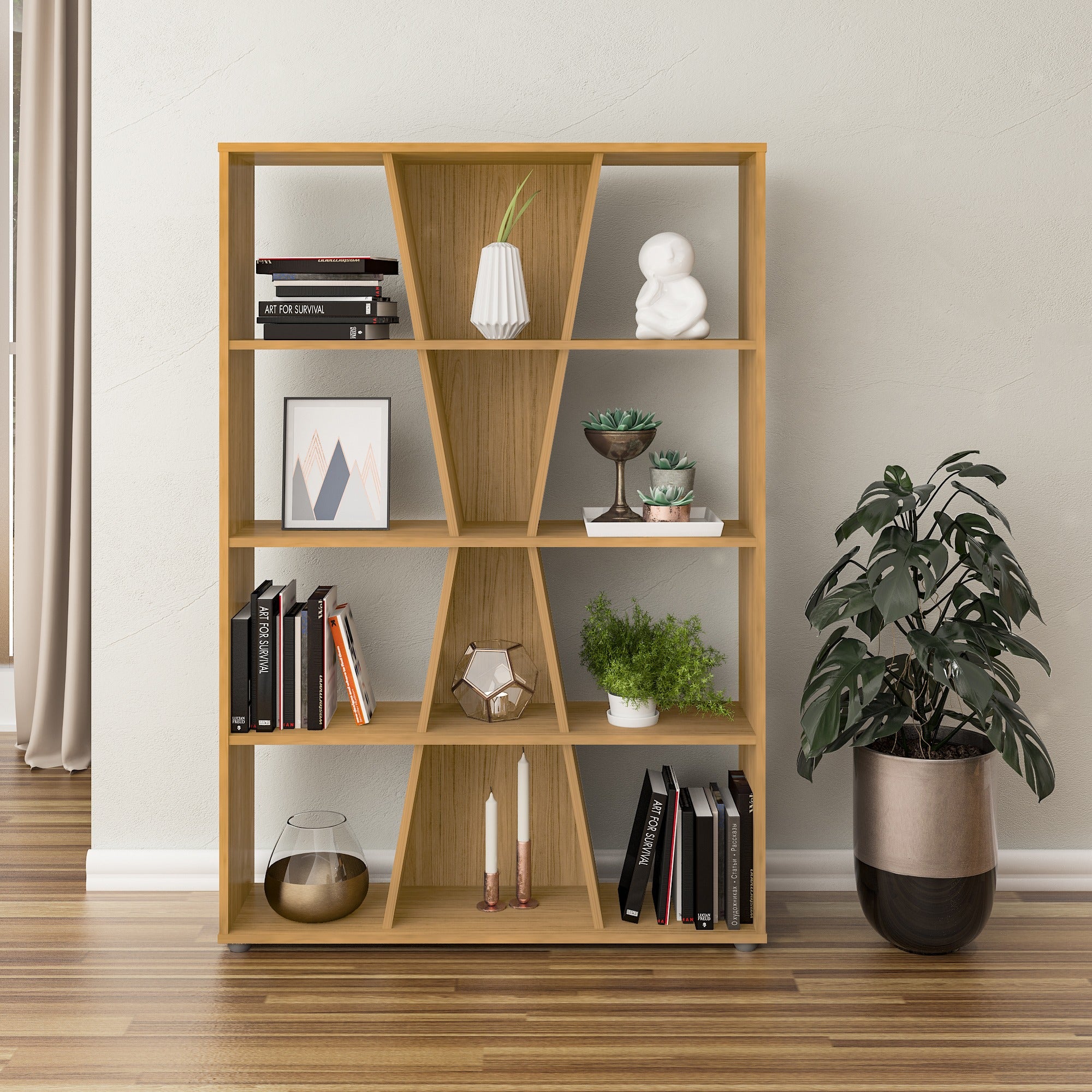 NAPLES MEDIUM BOOKCASE - OAK EFFECT