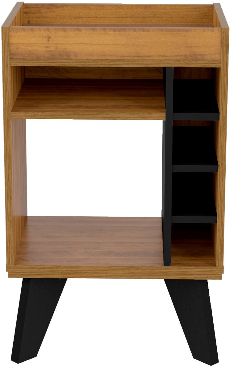 NAPLES MINI BAR/SIDE TABLE - BLACK/PINE EFFECT