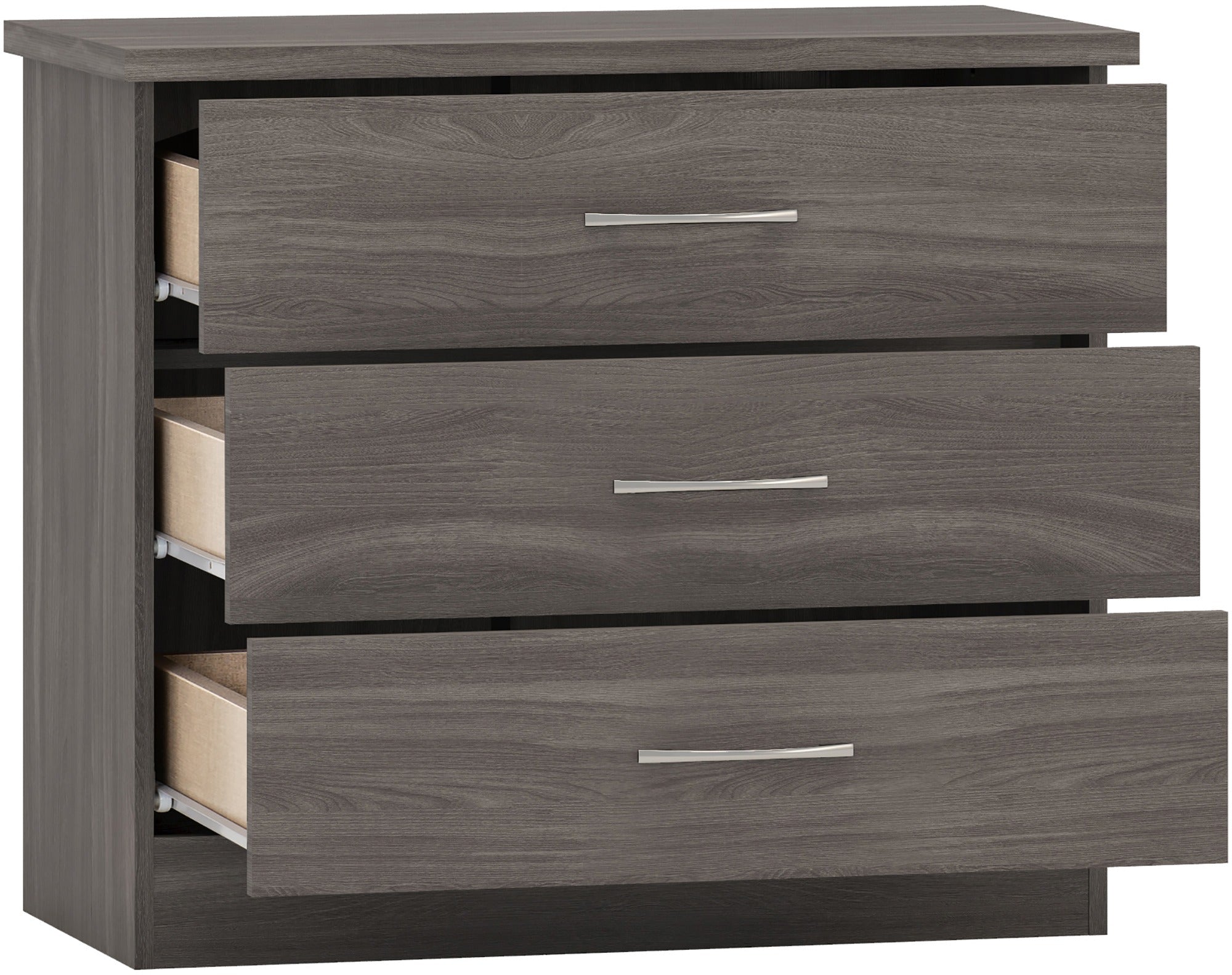 NEVADA 3 DRAWER CHEST - BLACK WOOD GRAIN