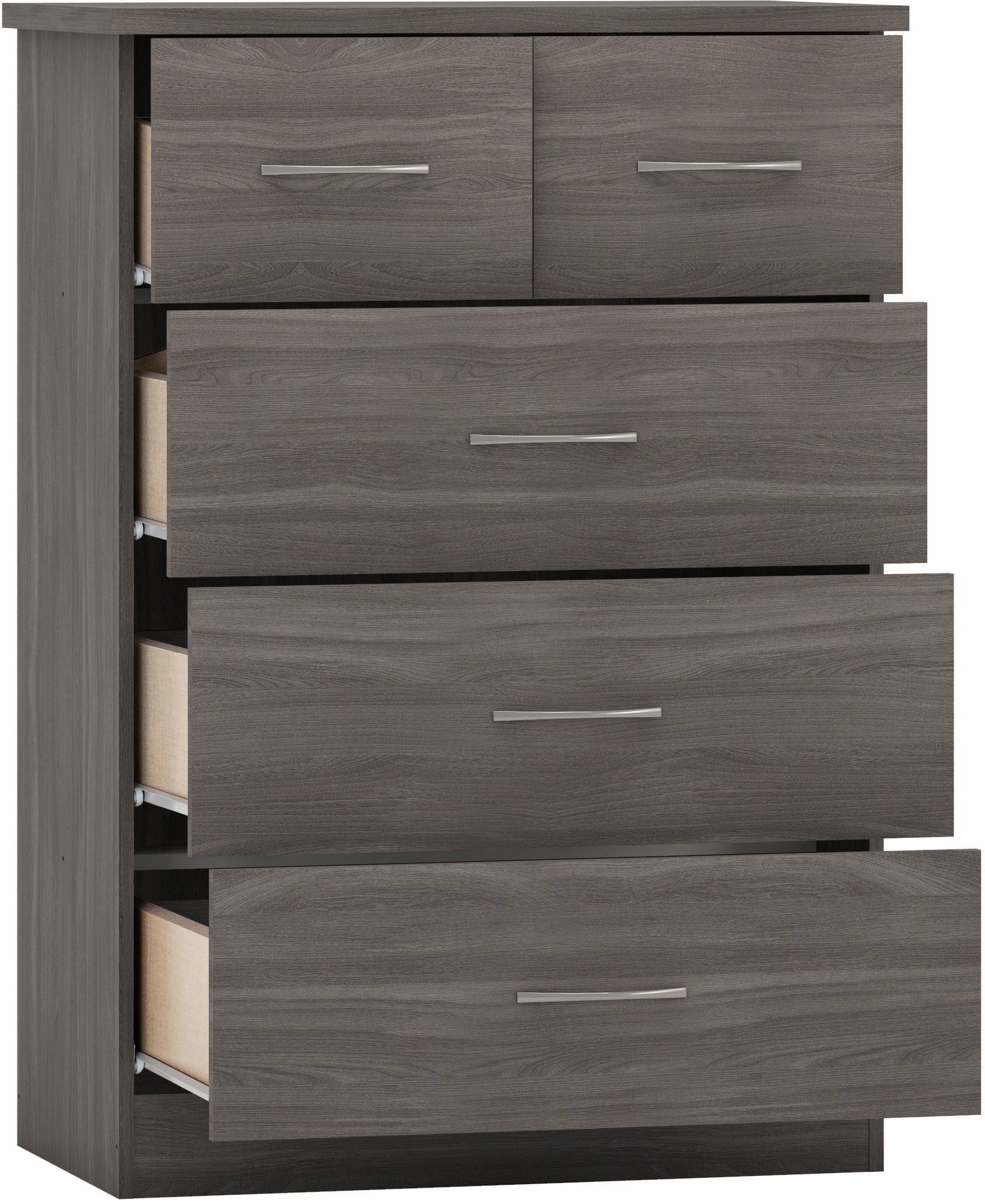 NEVADA 3+2 DRAWER CHEST - BLACK WOOD GRAIN