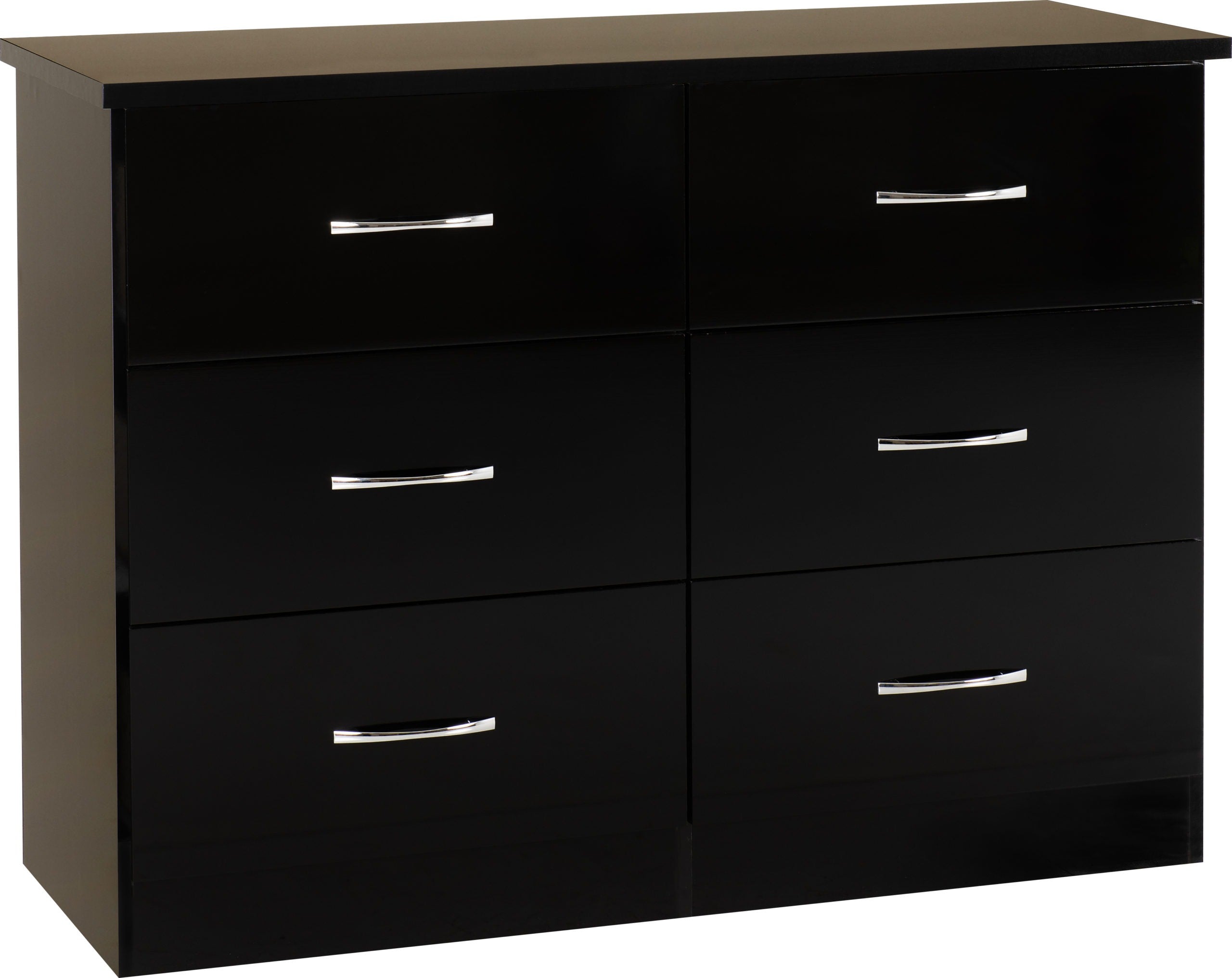 NEVADA 6 DRAWER CHEST - BLACK GLOSS