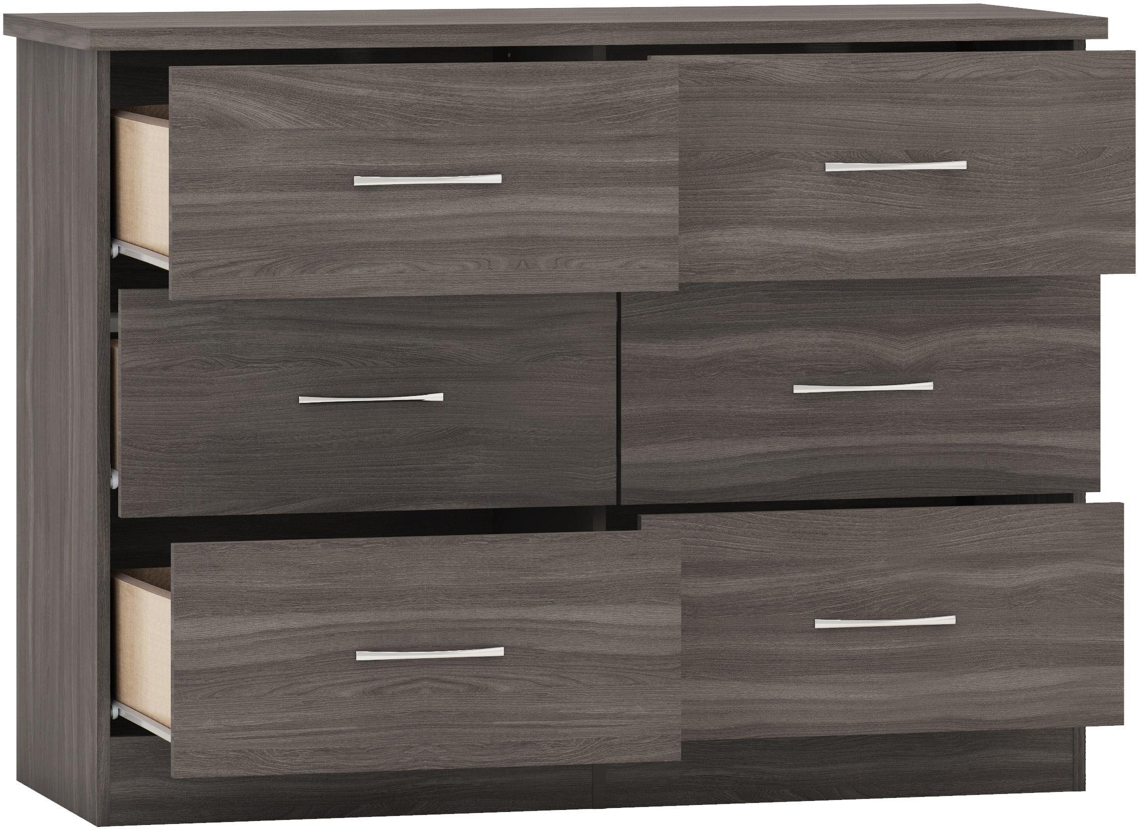 NEVADA 6 DRAWER CHEST - BLACK WOOD GRAIN