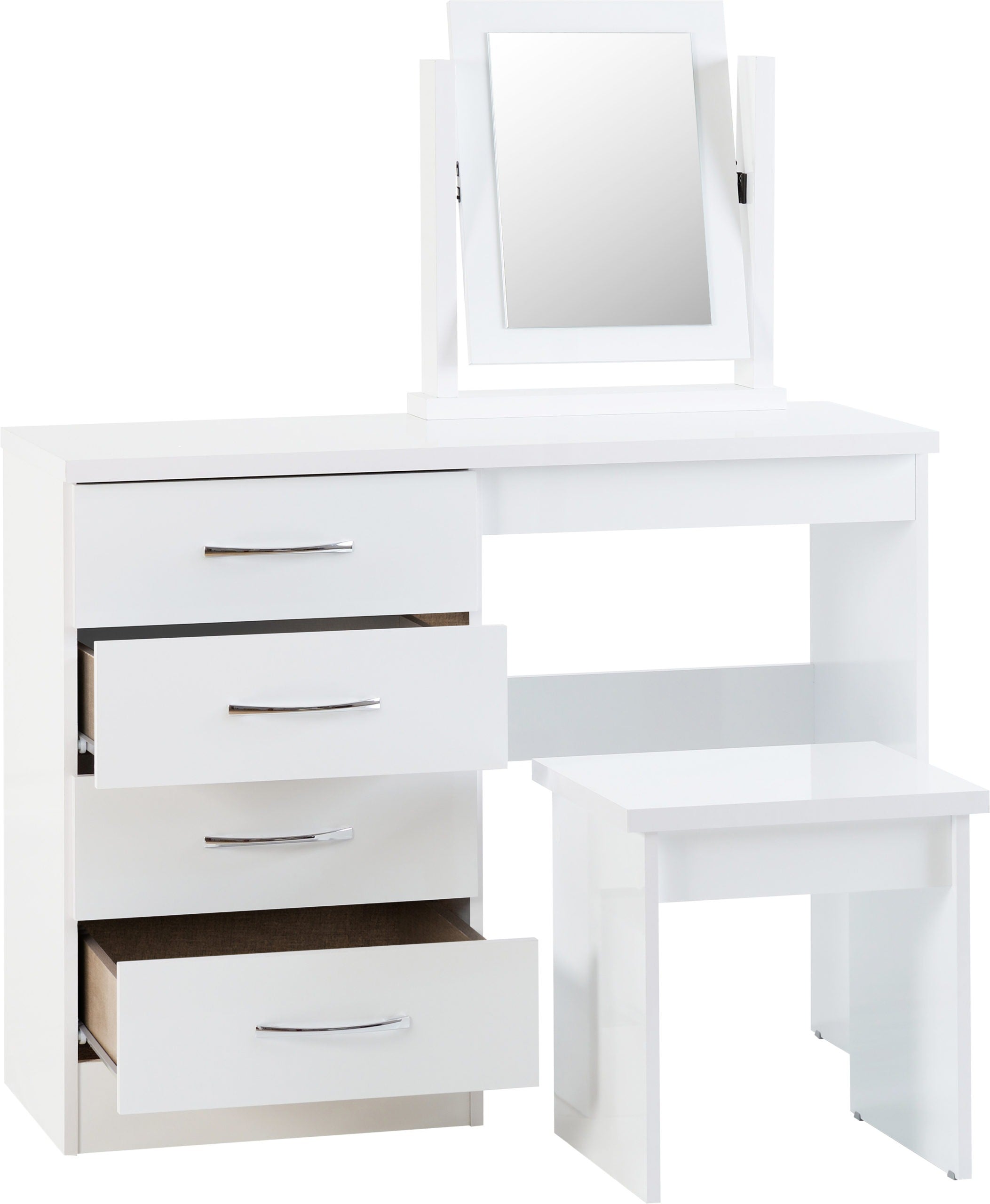 NEVADA DRESSING TABLE SET - WHITE GLOSS