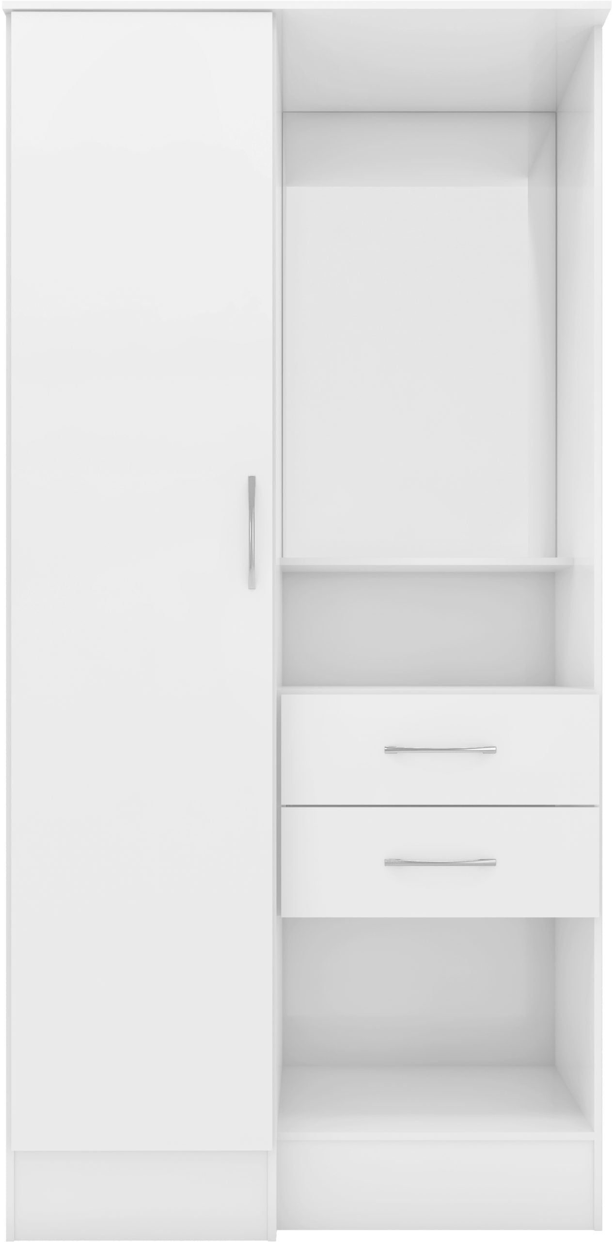 NEVADA VANITY 1 DOOR WARDROBE - WHITE GLOSS