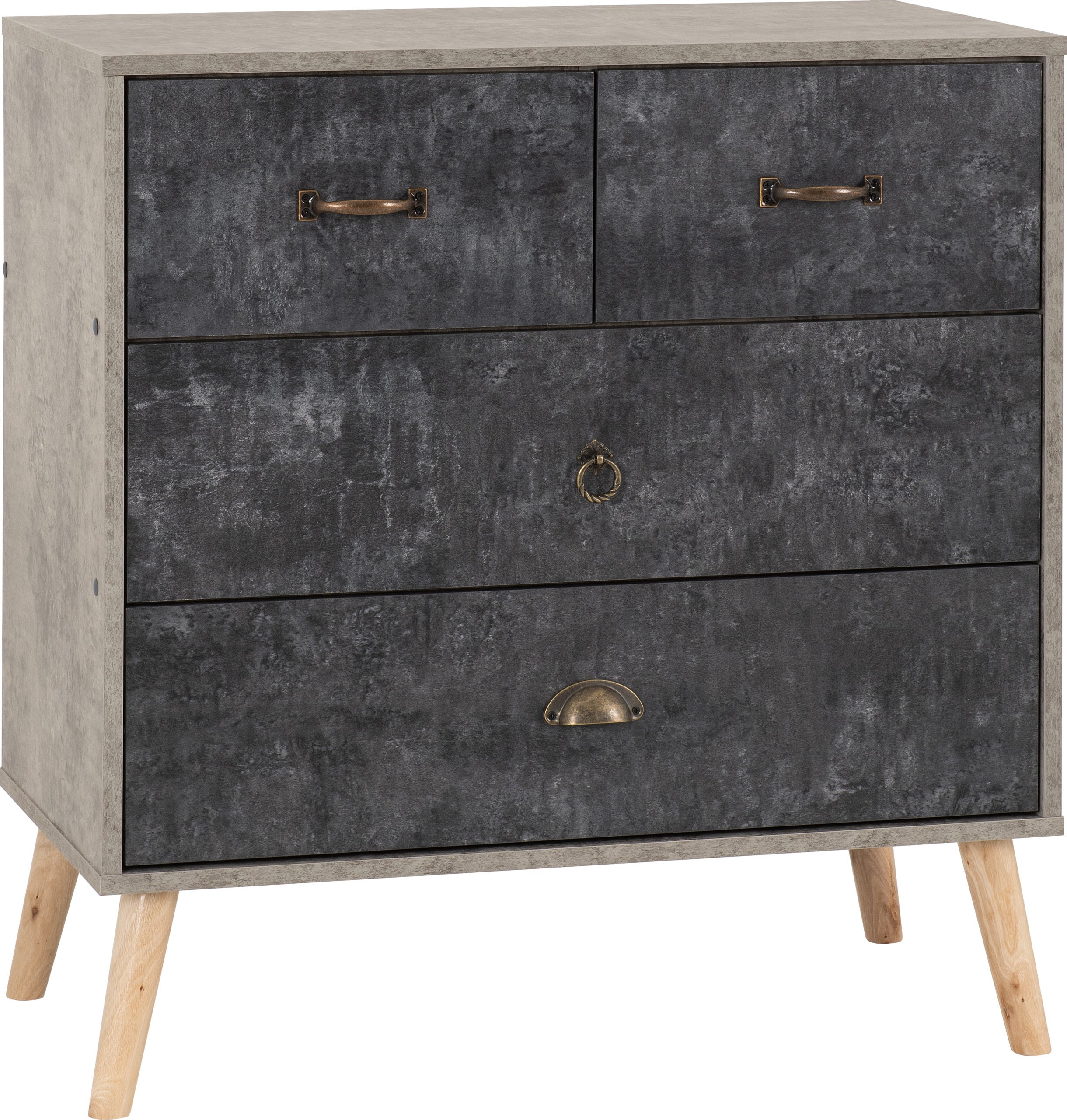 NORDIC 2+2 DRAWER CHEST - GREY/CHARCOAL CONCRETE EFFECT