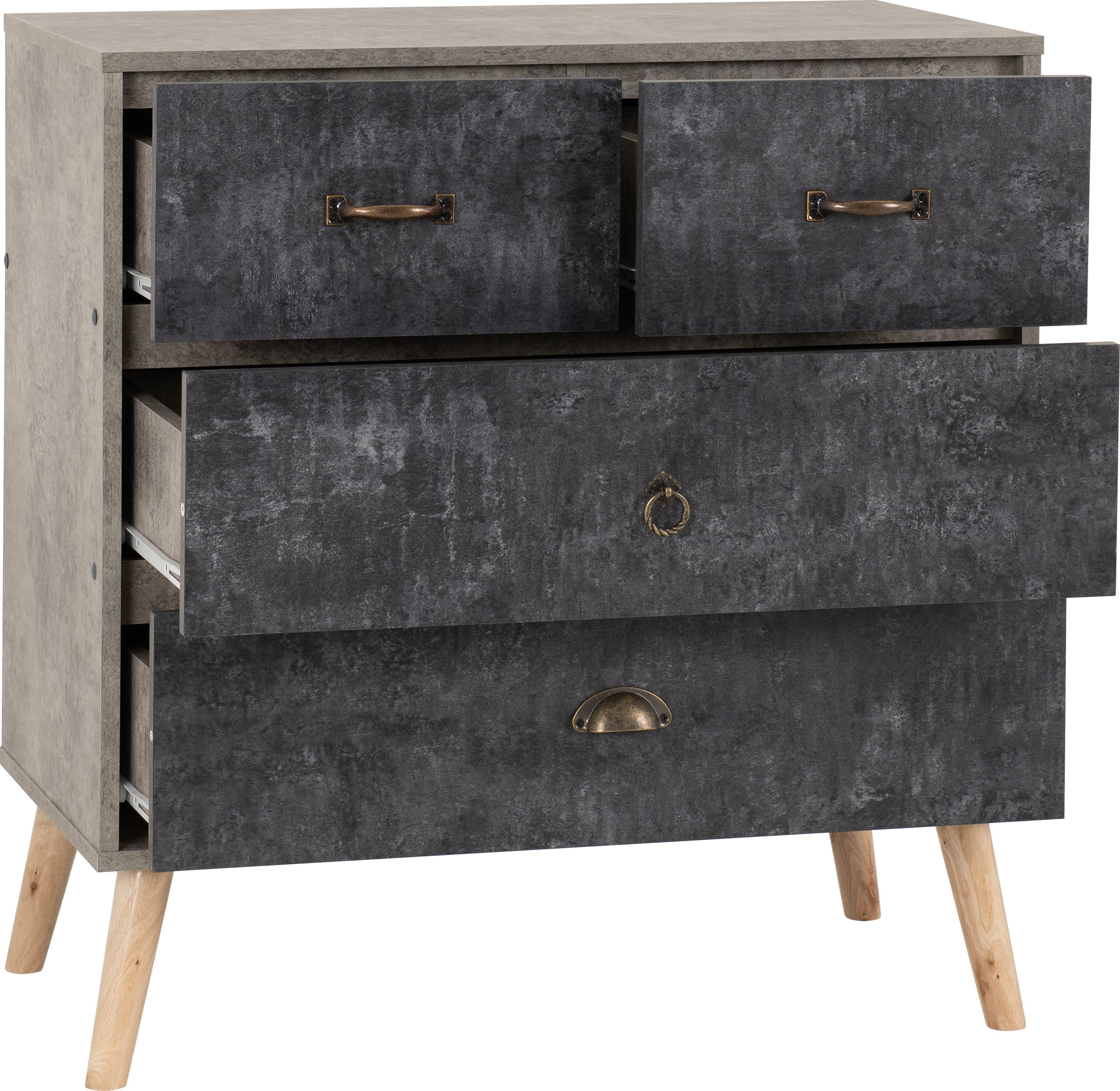 NORDIC 2+2 DRAWER CHEST - GREY/CHARCOAL CONCRETE EFFECT