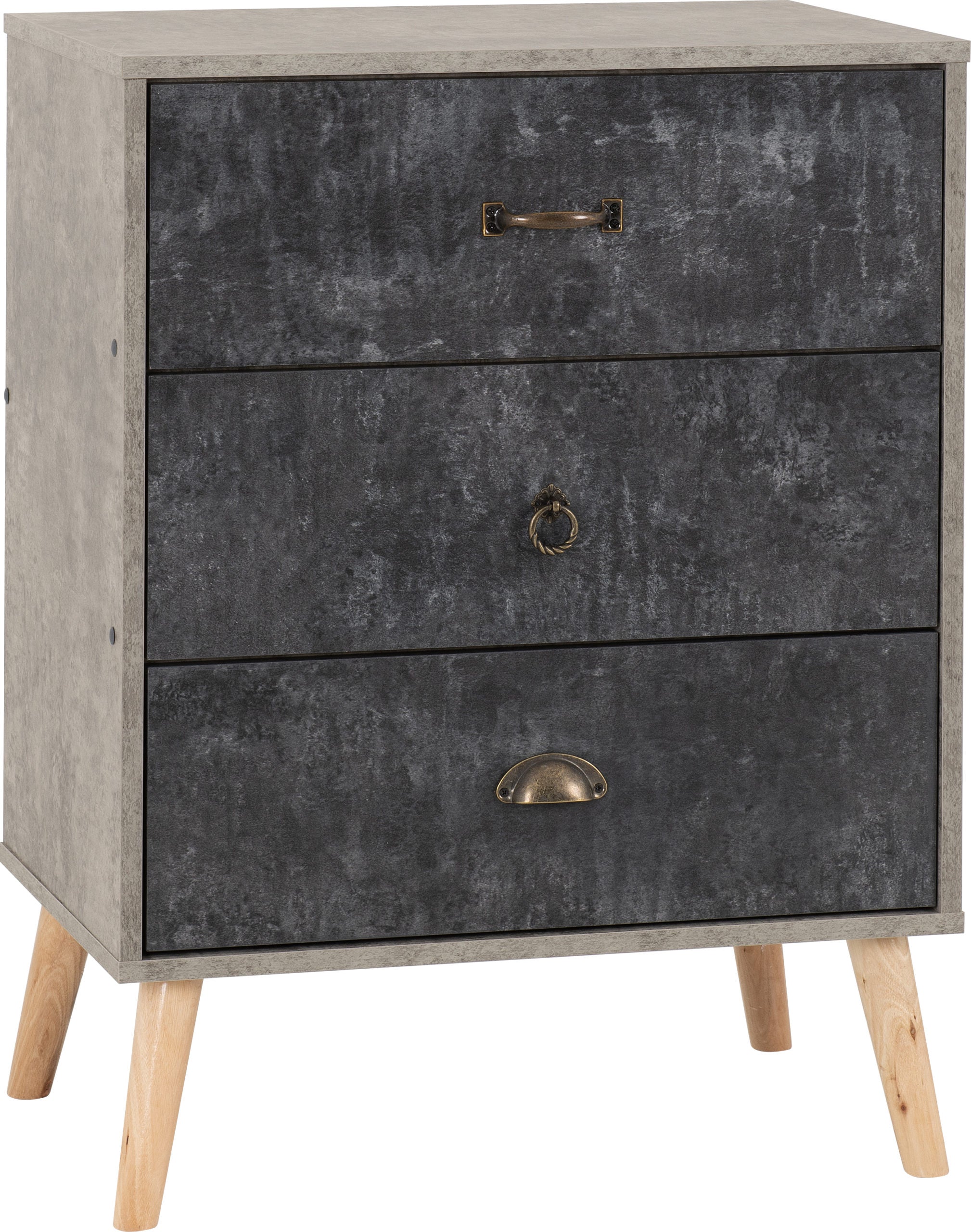 NORDIC 3 DRAWER CHEST - GREY/CHARCOAL CONCRETE EFFECT