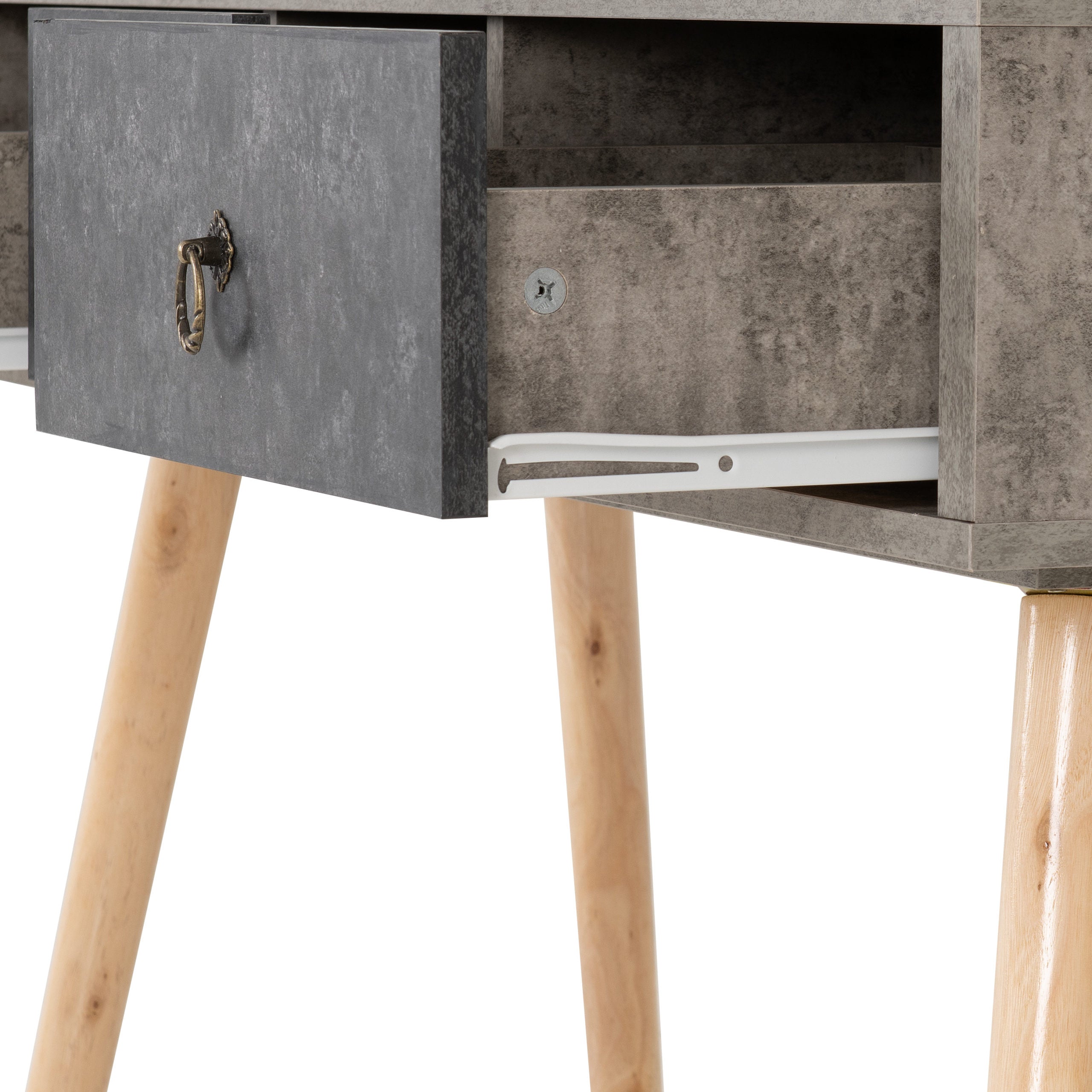 NORDIC 3 DRAWER OCCASIONAL TABLE - GREY/CHARCOAL CONCRETE EFFECT