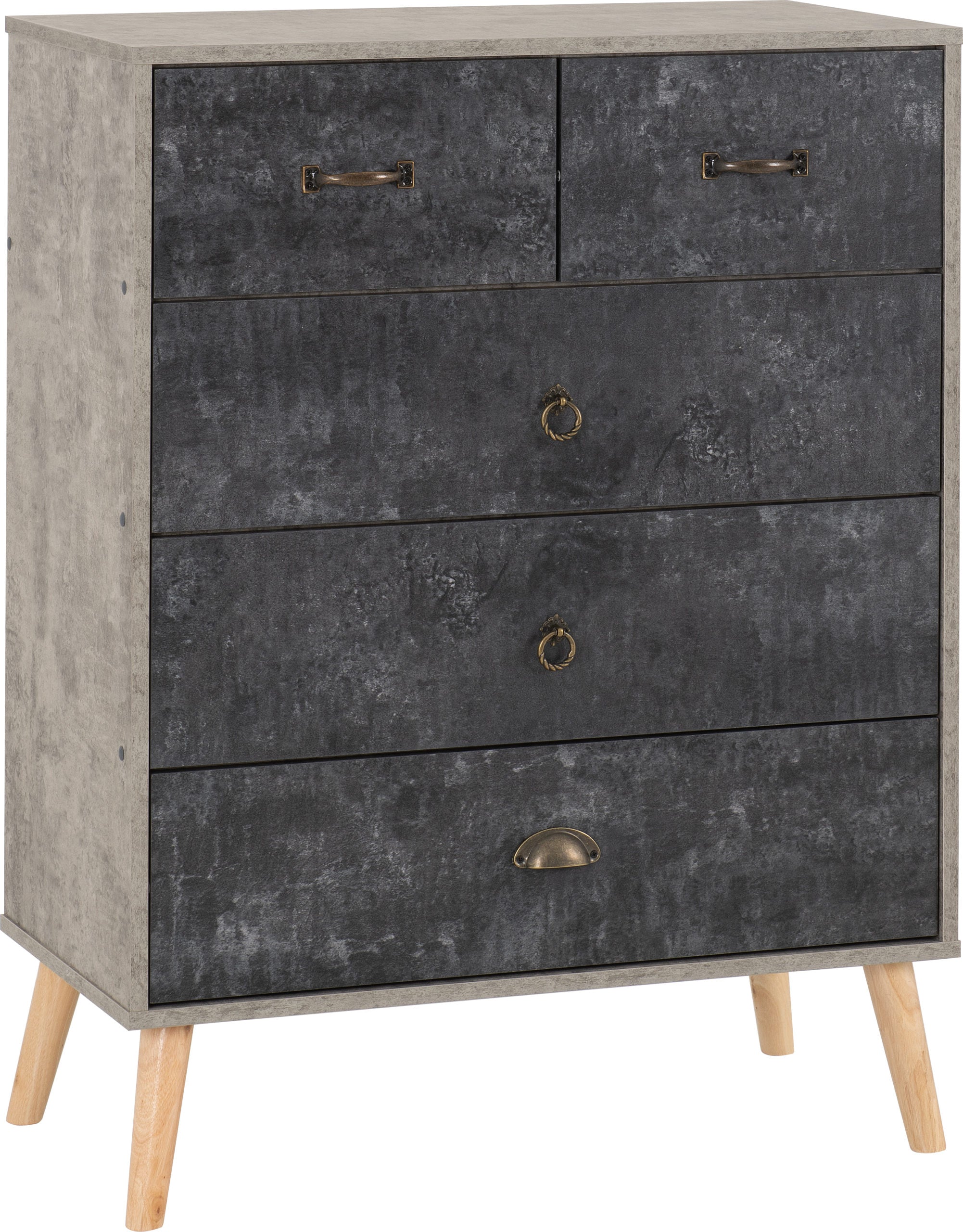 NORDIC 3+2 DRAWER CHEST - GREY/CHARCOAL CONCRETE EFFECT