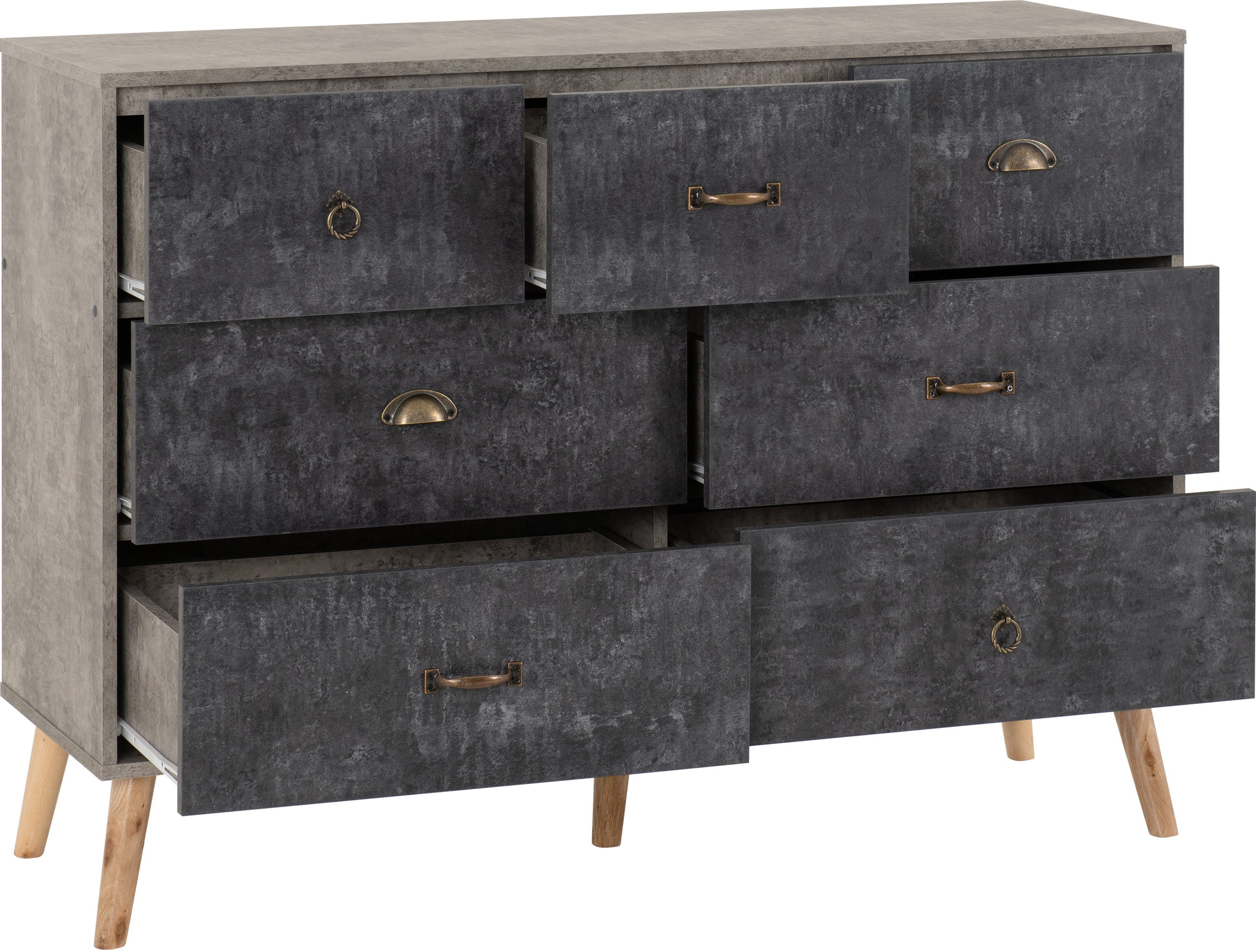 NORDIC MERCHANT CHEST - GREY/CHARCOAL CONCRETE EFFECT