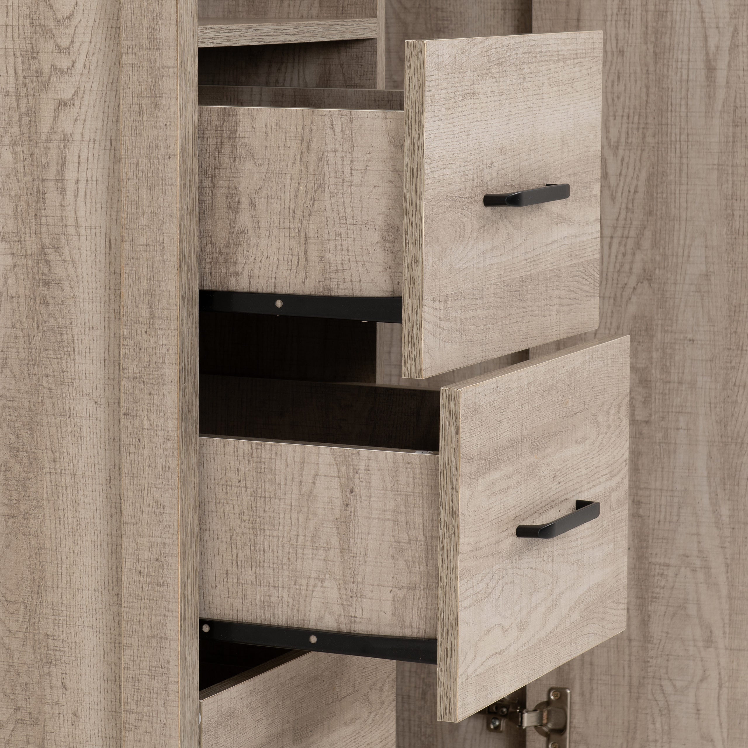 OLIVER 1 DOOR 3 DRAWER OPEN SHELF WARDROBE - LIGHT OAK EFFECT