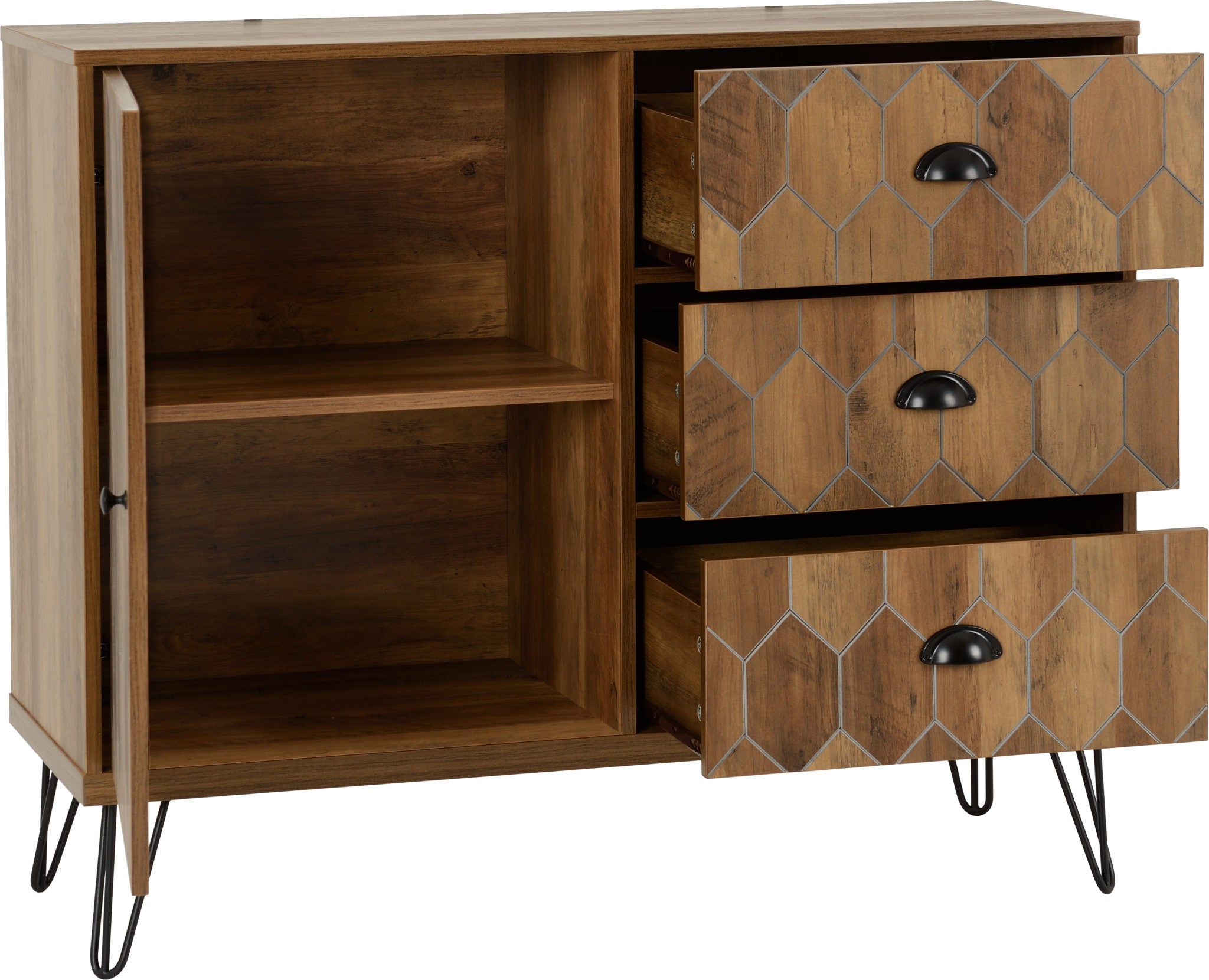 OTTAWA 1 DOOR 3 DRAWER SIDEBOARD - MEDIUM OAK EFFECT