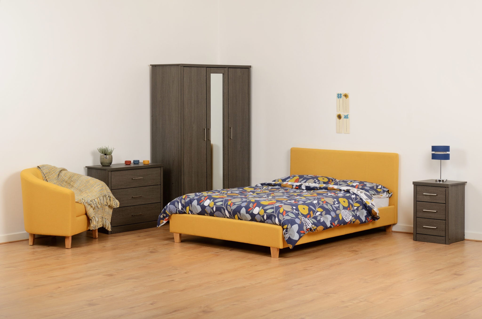 PRADO 4'6" BED - MUSTARD FABRIC