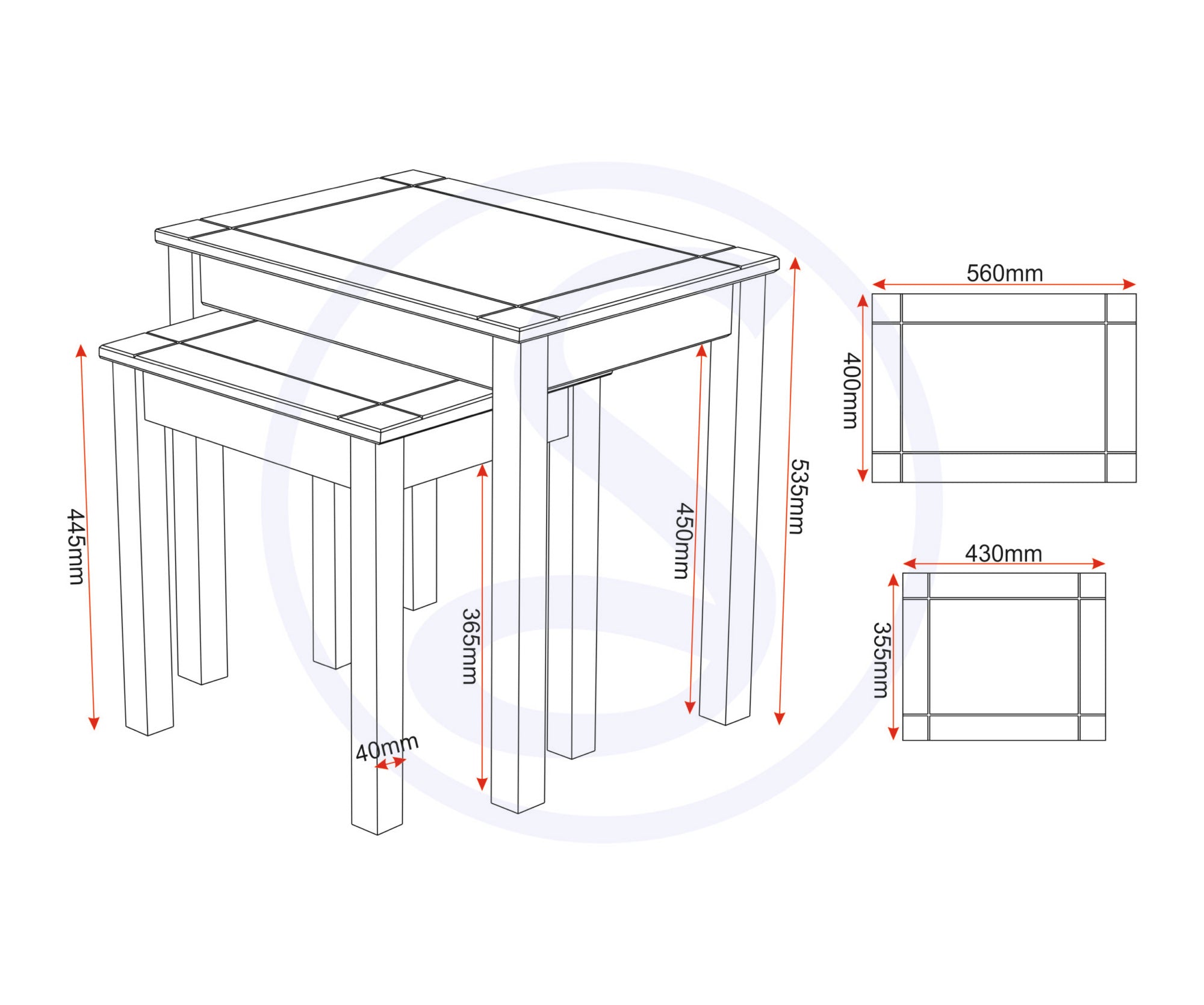 PANAMA NEST OF 2 TABLES - NATURAL WAX