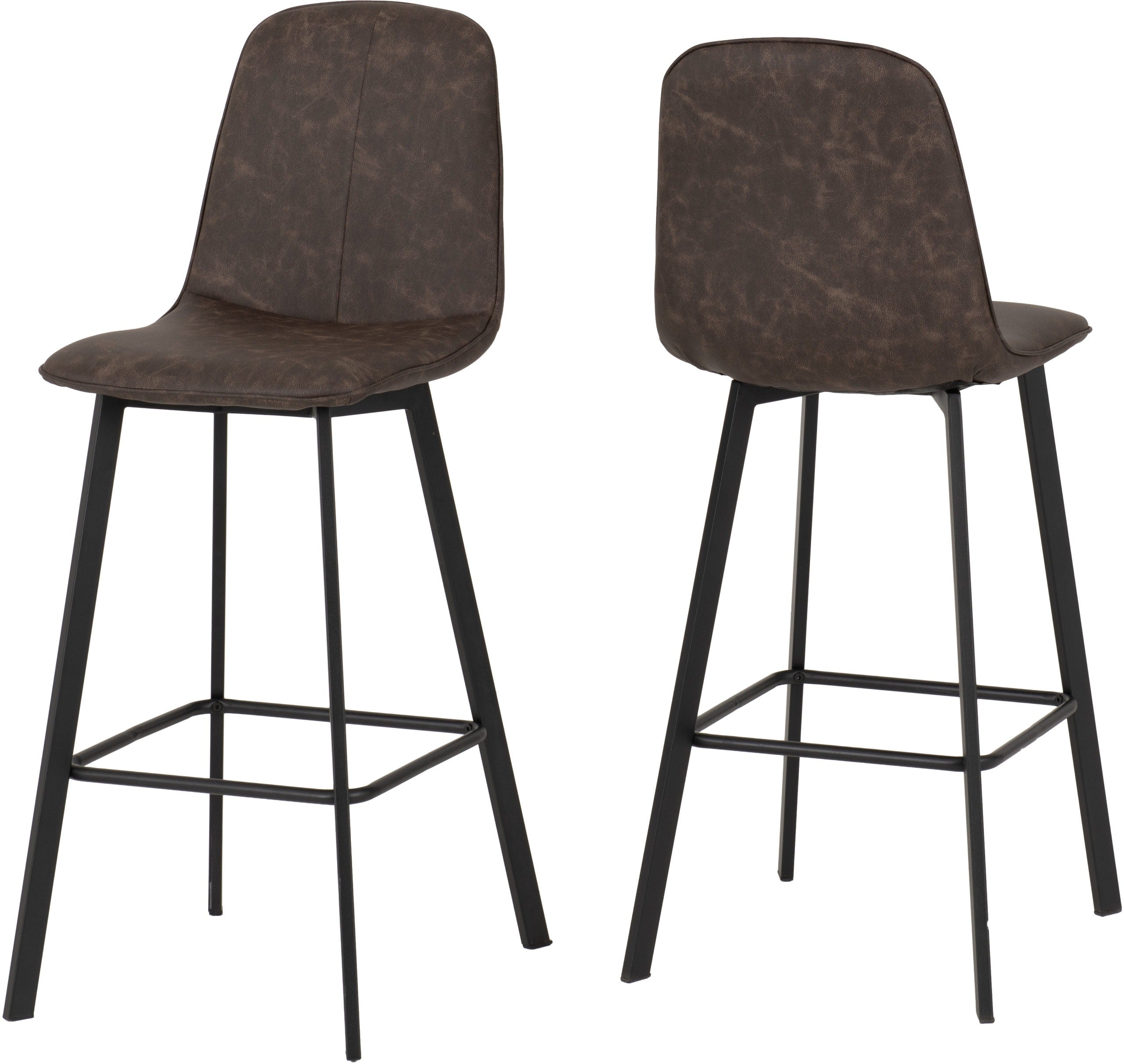 QUEBEC BAR TABLE SET (X2 STOOLS) - MEDIUM OAK EFFECT/BROWN PU