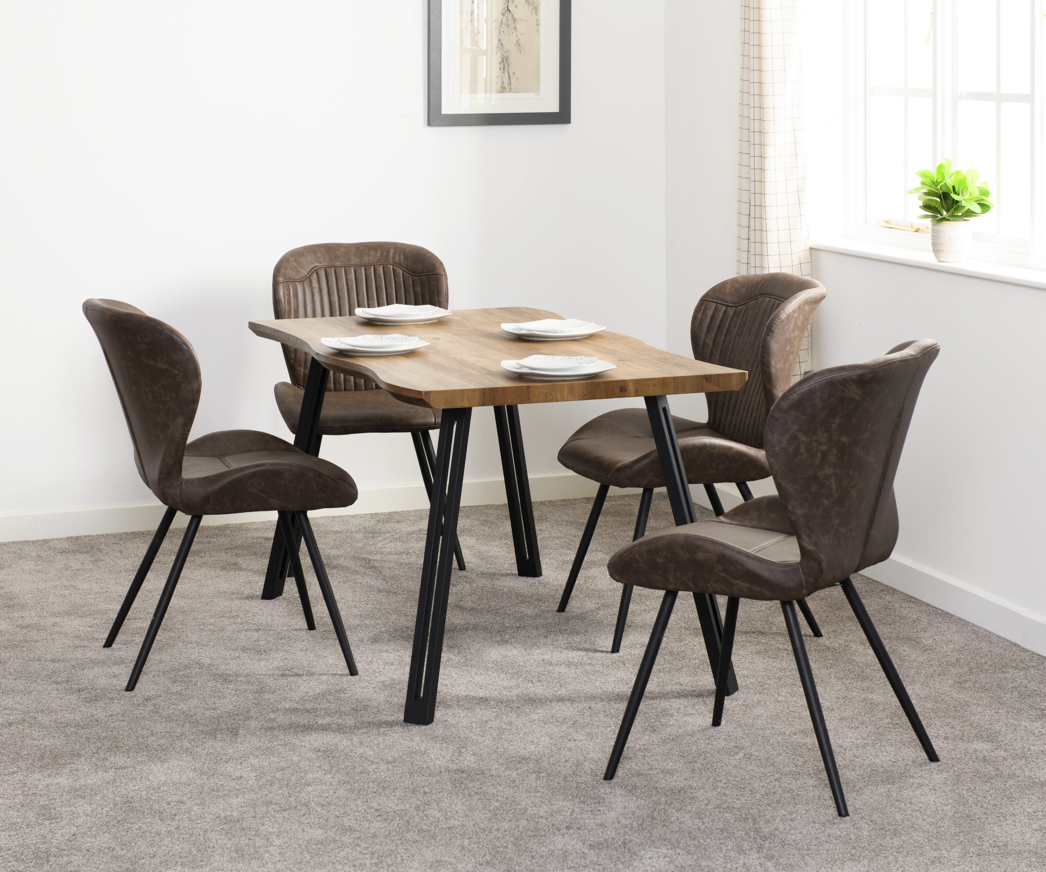 QUEBEC DINING CHAIR (X4 PER BOX) - BROWN PU