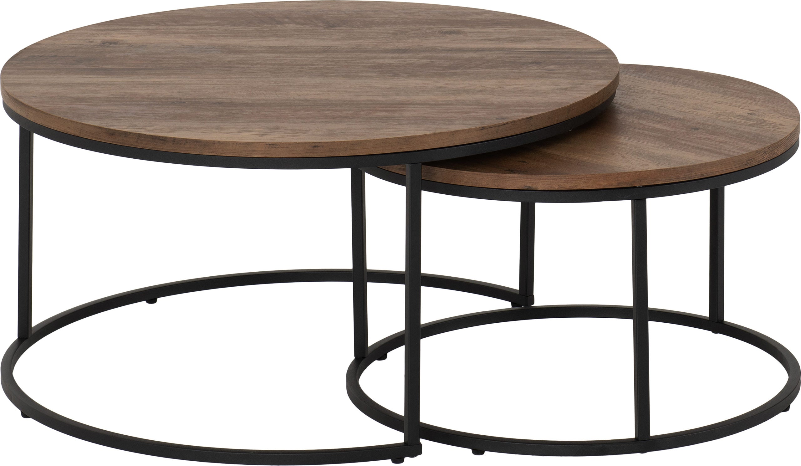 QUEBEC ROUND COFFEE TABLE SET - MEDIUM OAK EFFECT