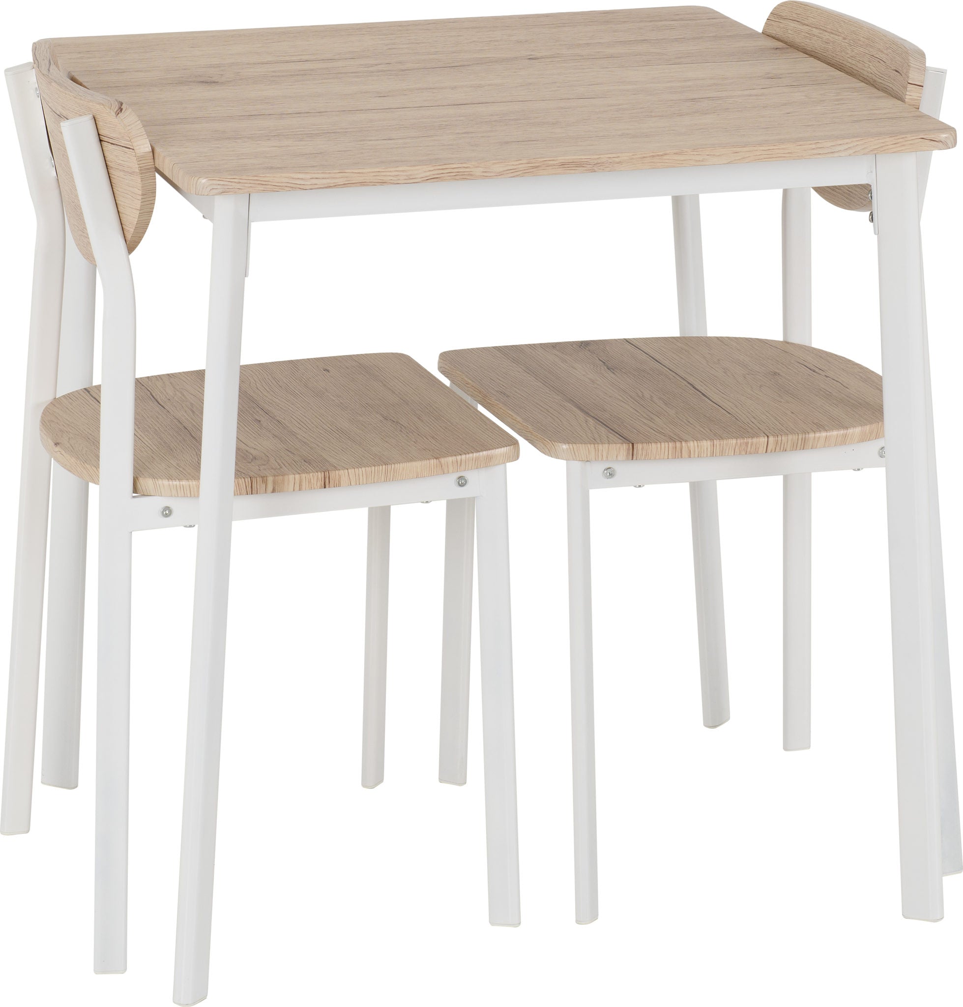 RILEY SMALL DINING SET - WHITE/LIGHT OAK EFFECT VENEER