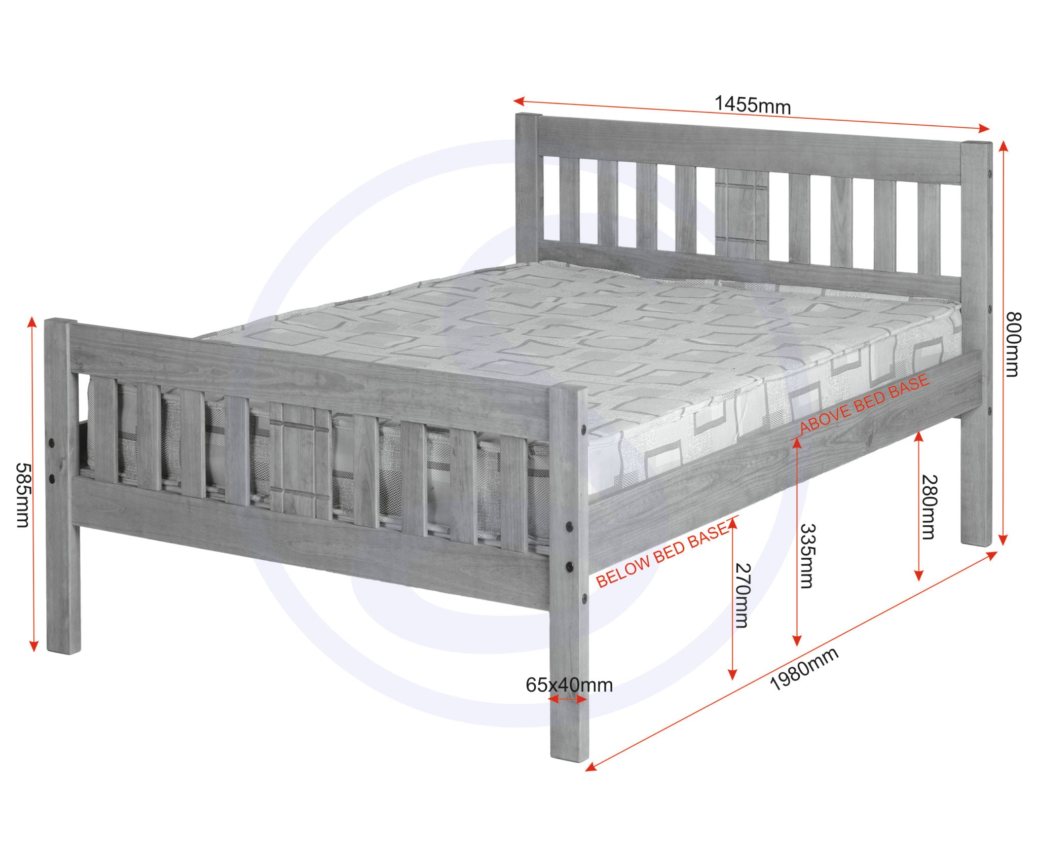 RIO 4'6" BED - DISTRESSED WAXED PINE