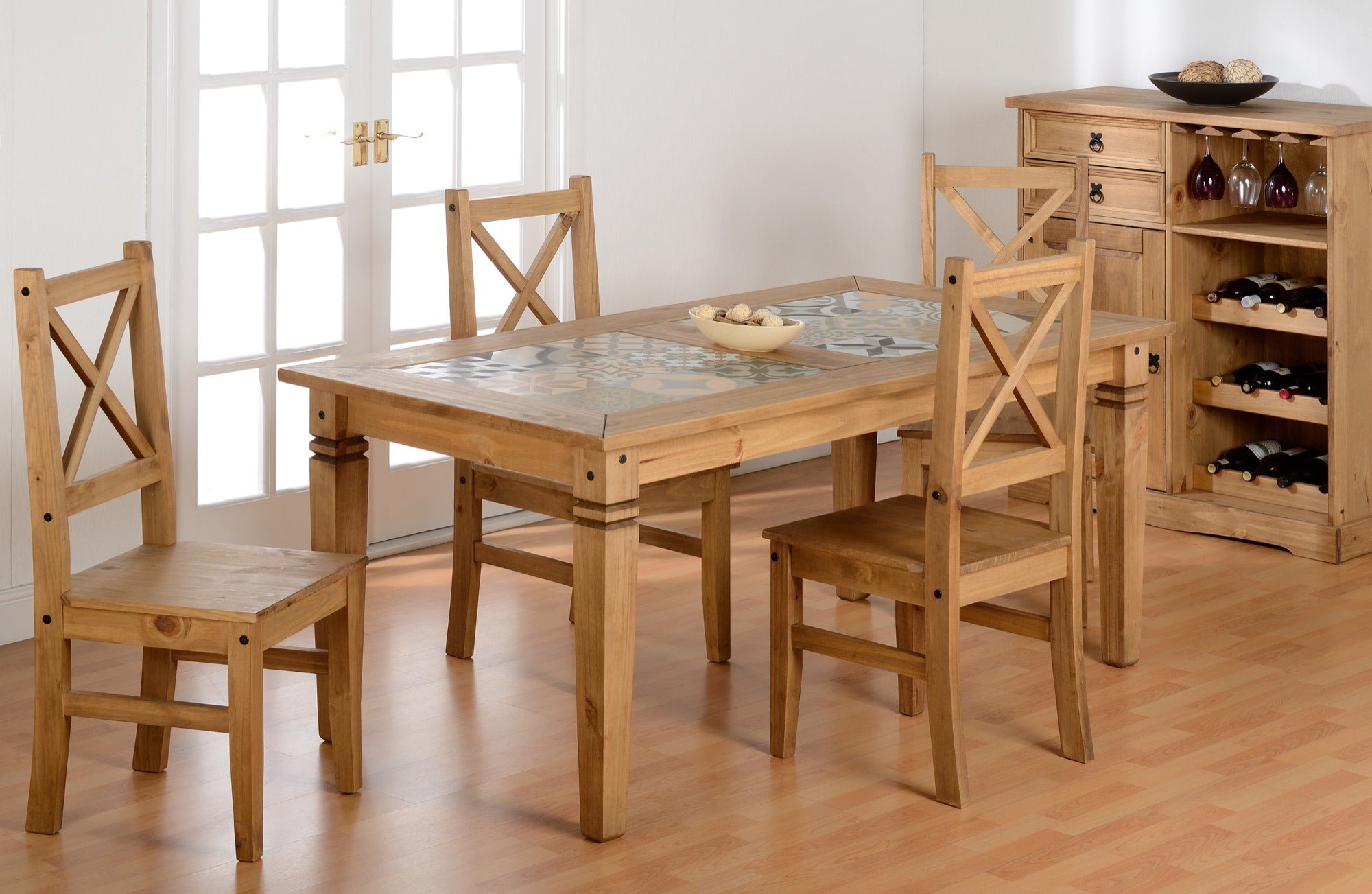 SALVADOR TILE TOP DINING TABLE - DISTRESSED WAXED PINE