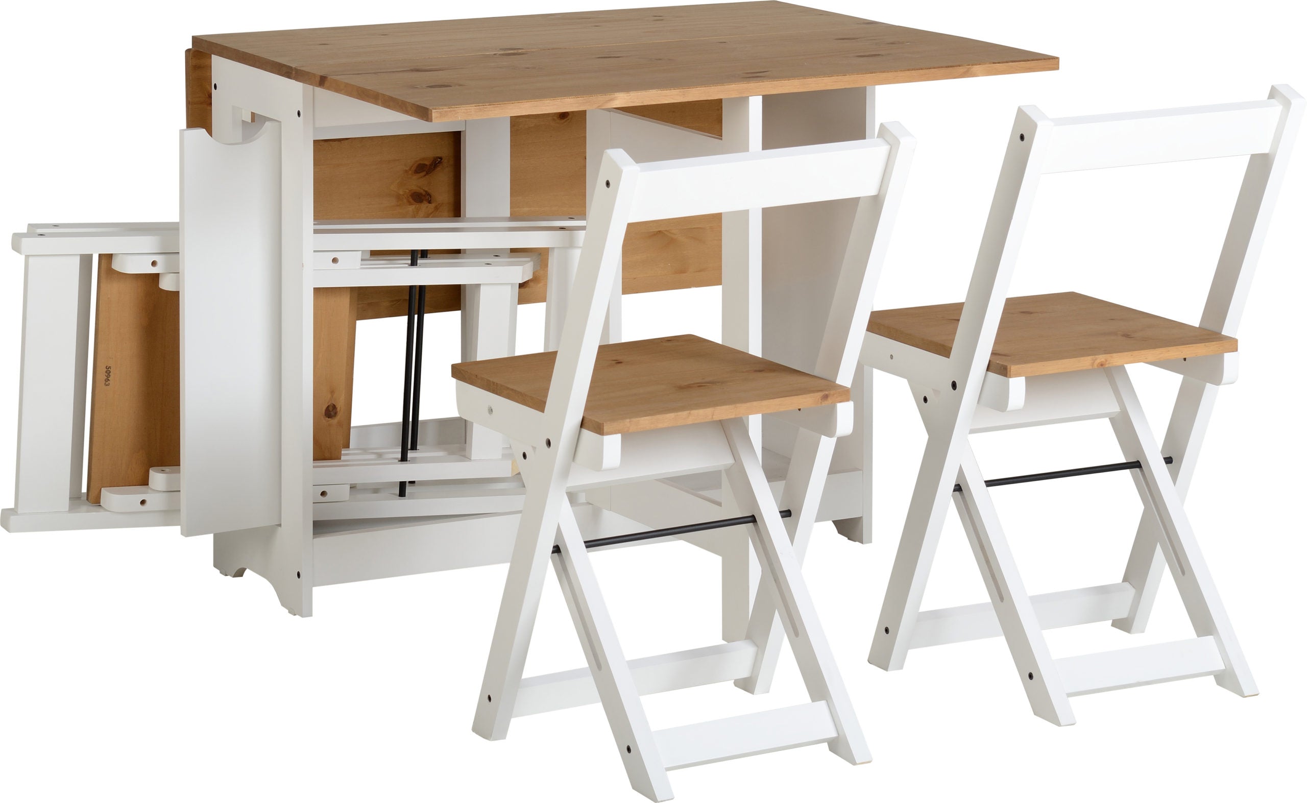 SANTOS BUTTERFLY DINING SET (X4 CHAIRS) - WHITE/DISTRESSED WAXED PINE