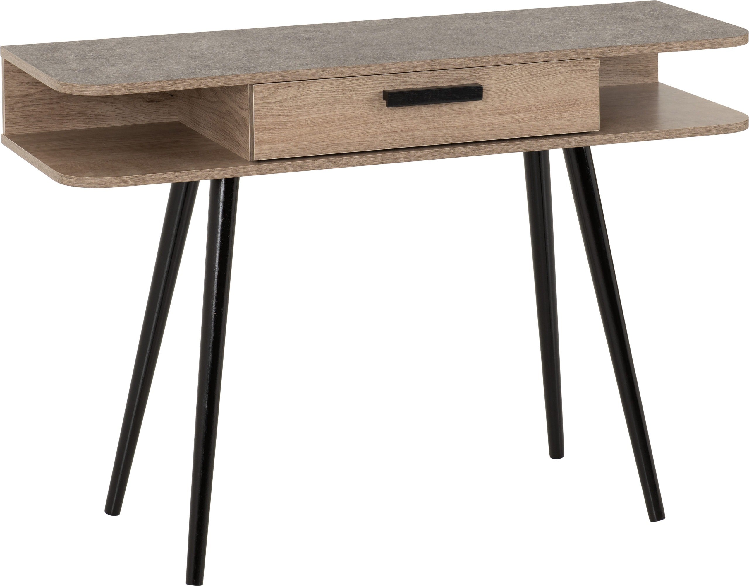 SAXTON 1 DRAWER CONSOLE TABLE - MID OAK EFFECT/GREY