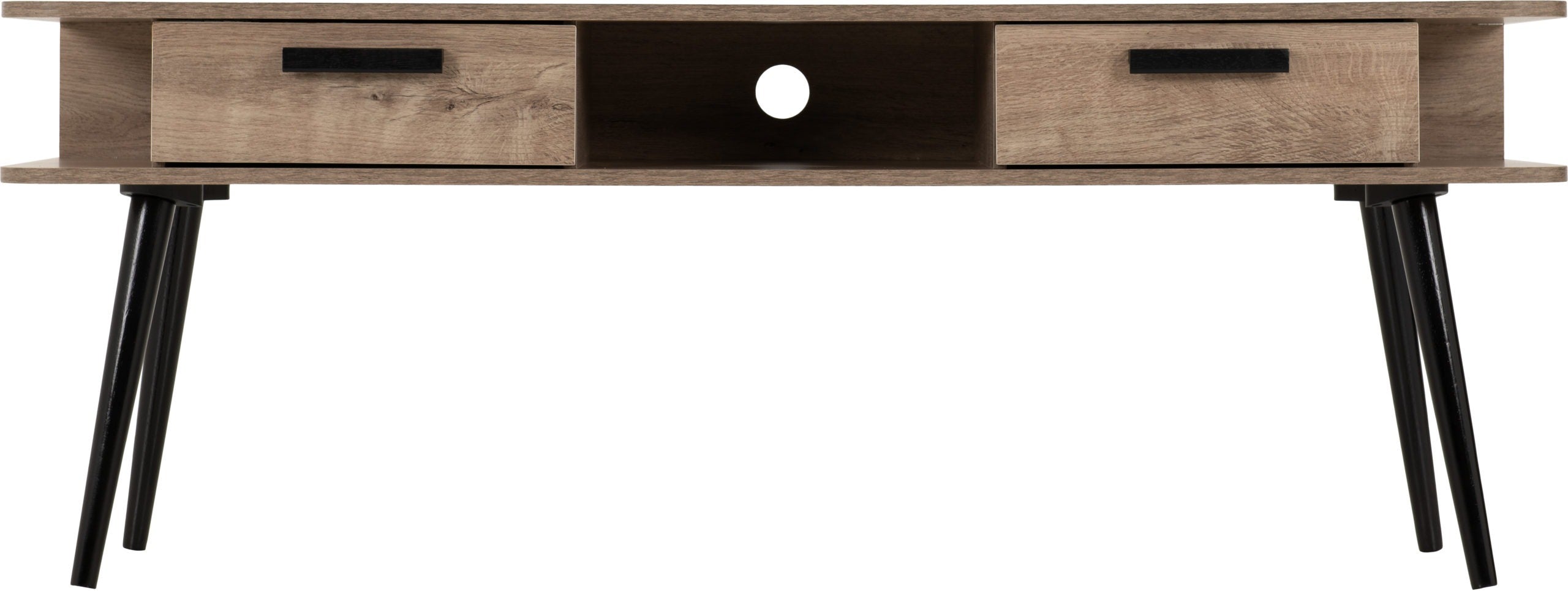 SAXTON 2 DRAWER TV UNIT - MID OAK EFFECT/GREY