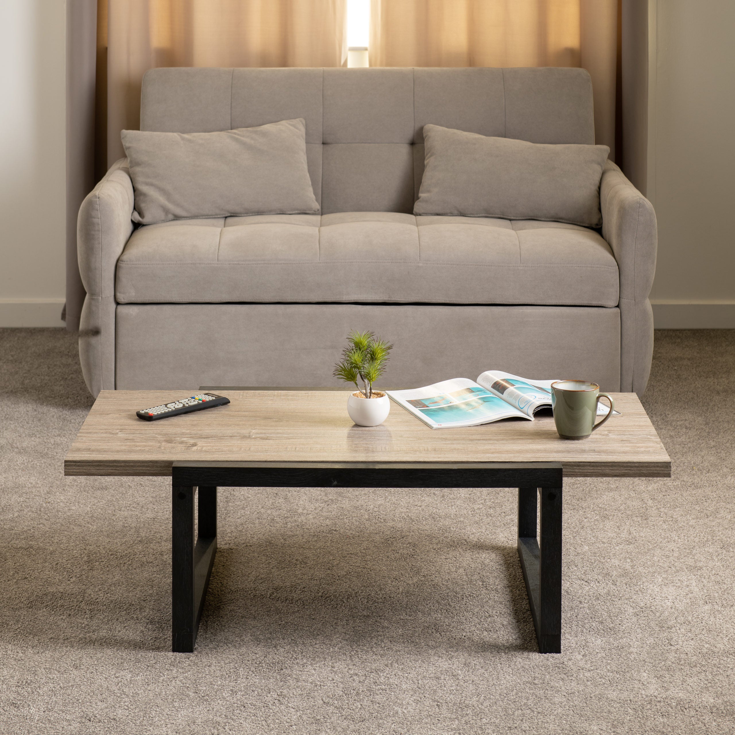 SELMA COFFEE TABLE - MEDIUM OAK/BLACK OAK EFFECT