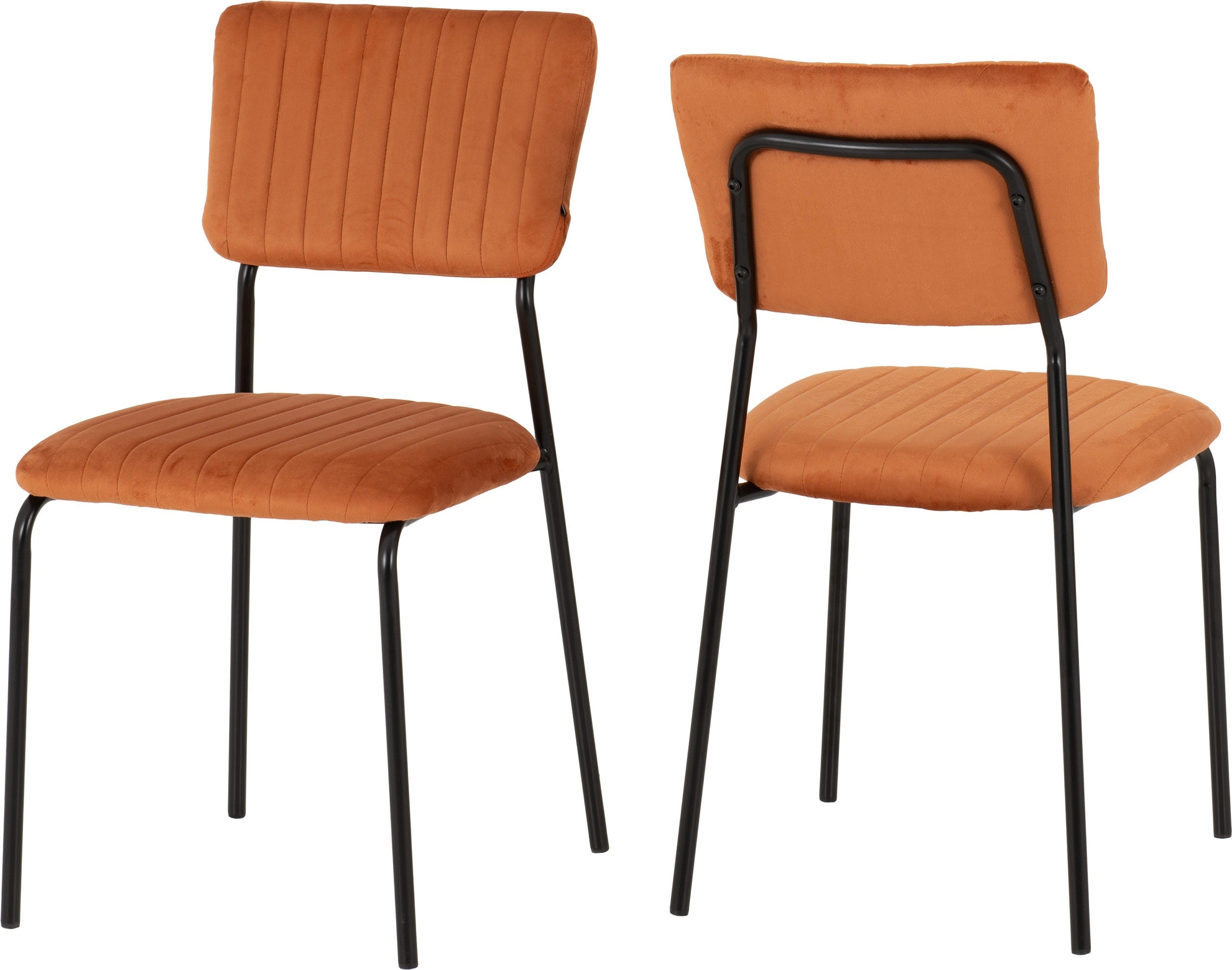 SHELDON ROUND GLASS TOP DINING SET (X4 CHAIRS) - CLEAR GLASS/BURNT ORANGE VELVET FABRIC