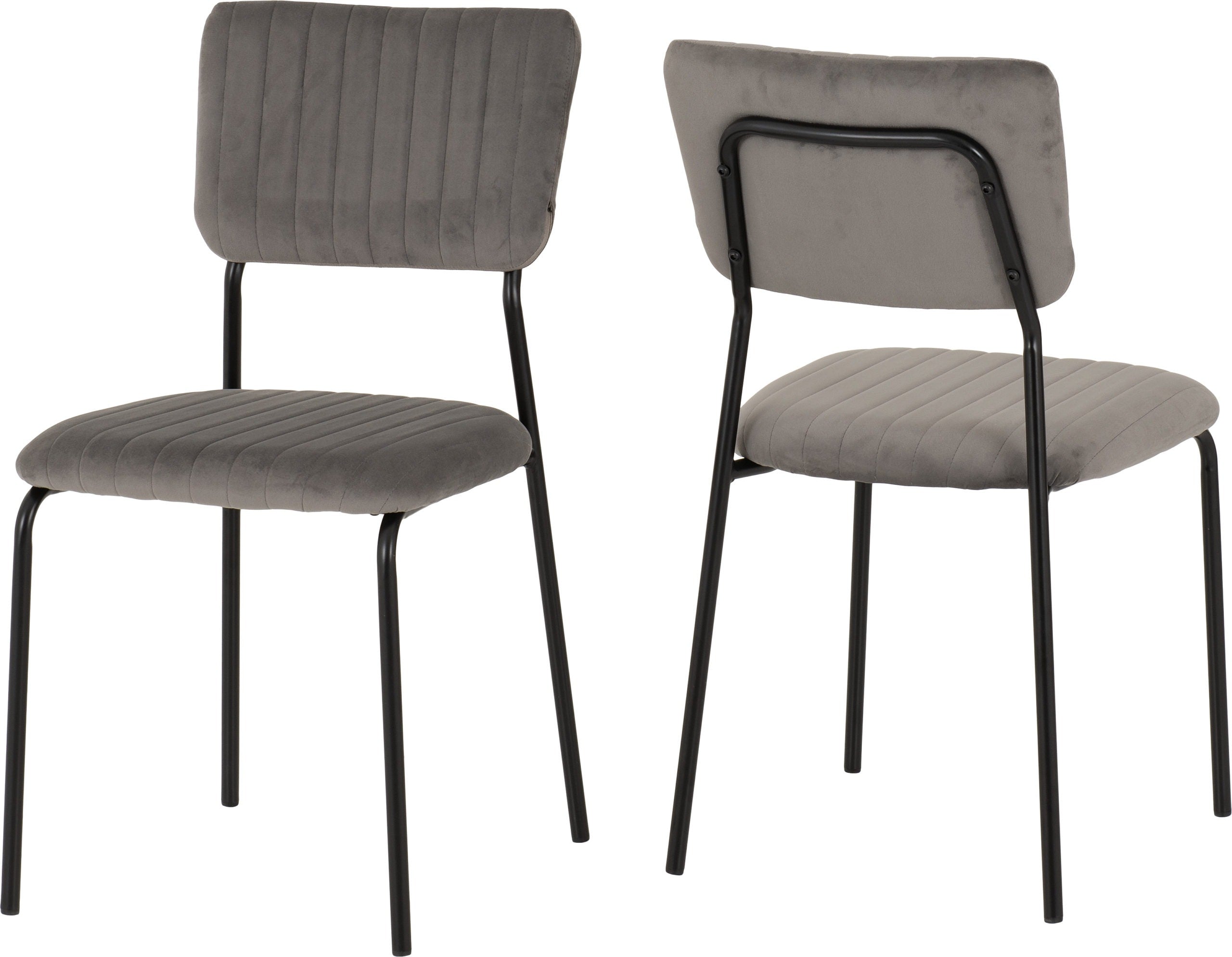 SHELDON DINING CHAIR (X4 PER BOX) - GREY VELVET FABRIC