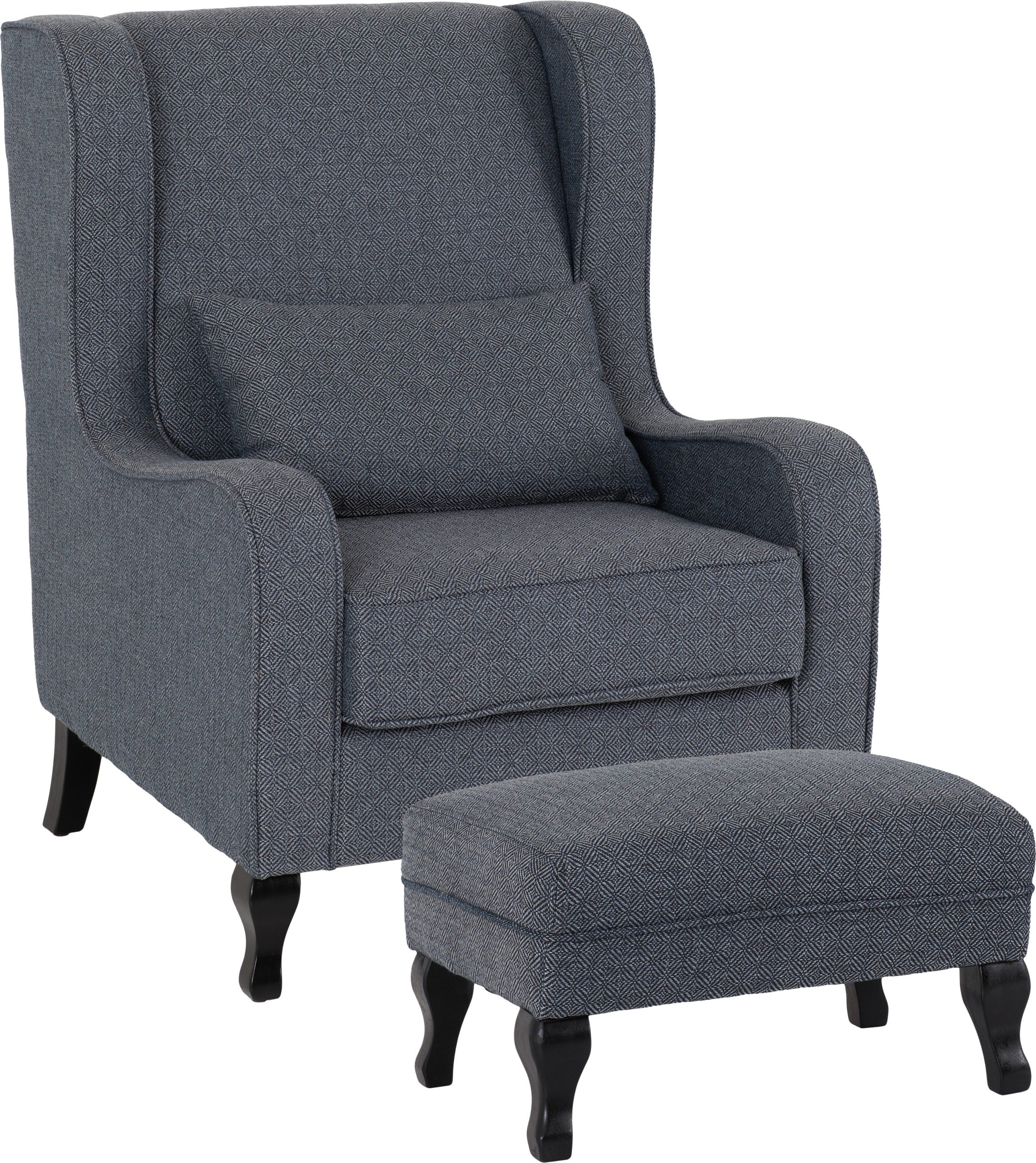 SHERBORNE FIRESIDE CHAIR AND FOOTSTOOL SET - SLATE BLUE