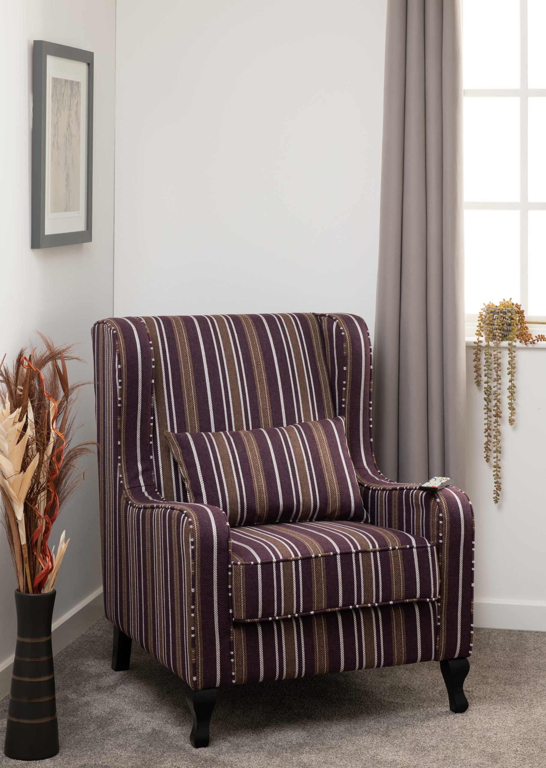 SHERBORNE FIRESIDE CHAIR - BURGUNDY STRIPE