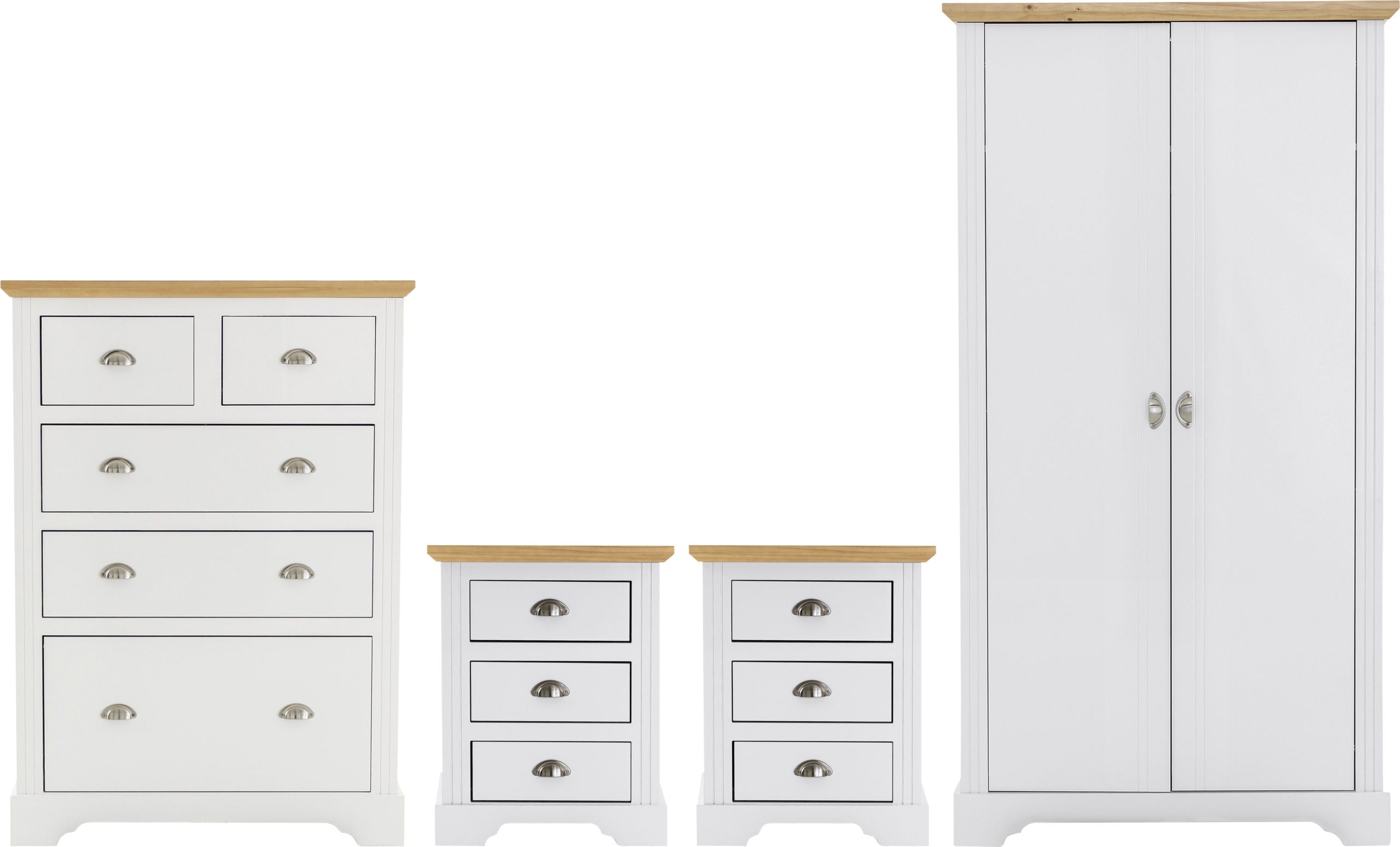 TOLEDO 2 DOOR WARDROBE BEDROOM SET - WHITE/OAK EFFECT