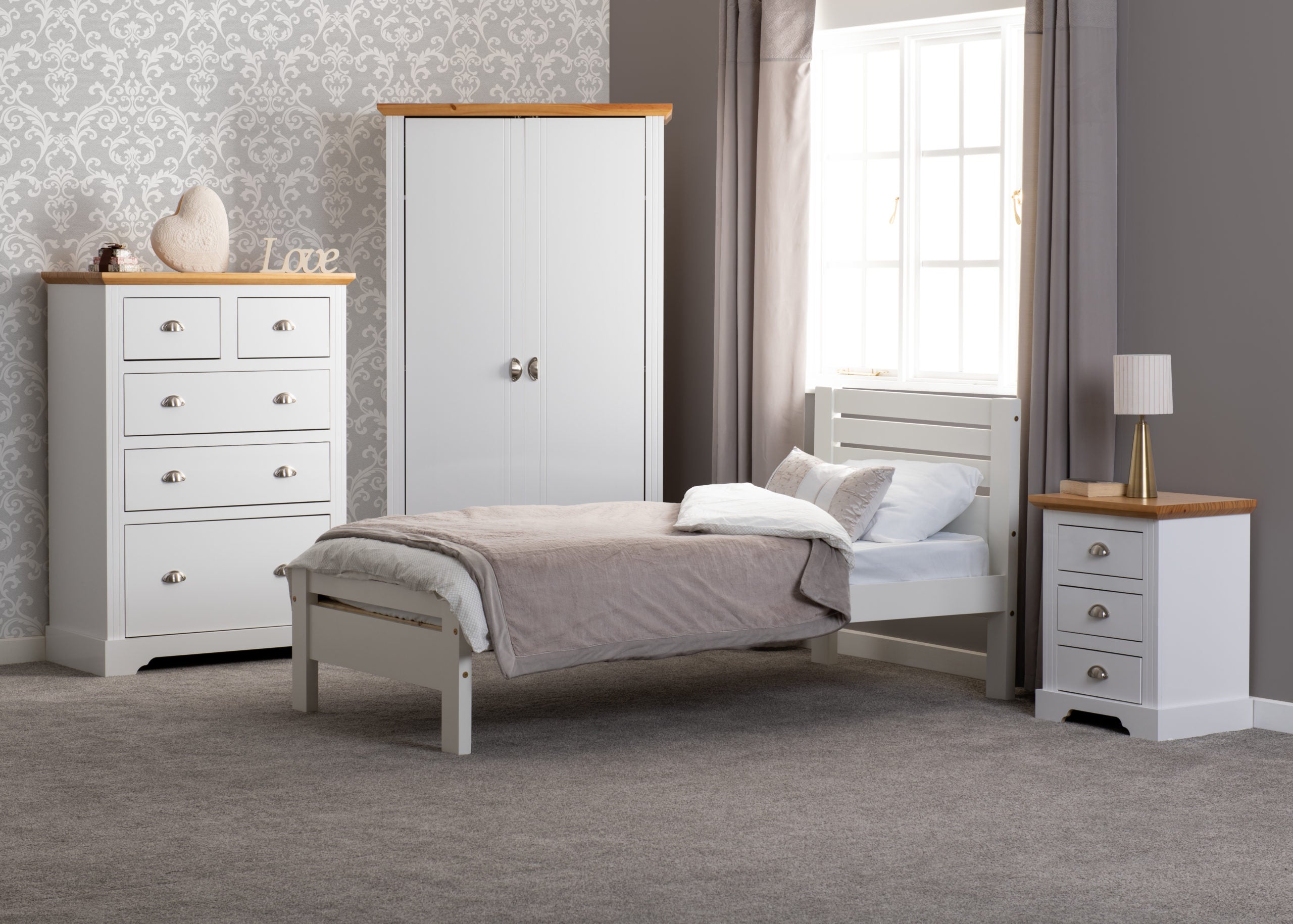 TOLEDO 3+2 DRAWER CHEST - WHITE/OAK EFFECT