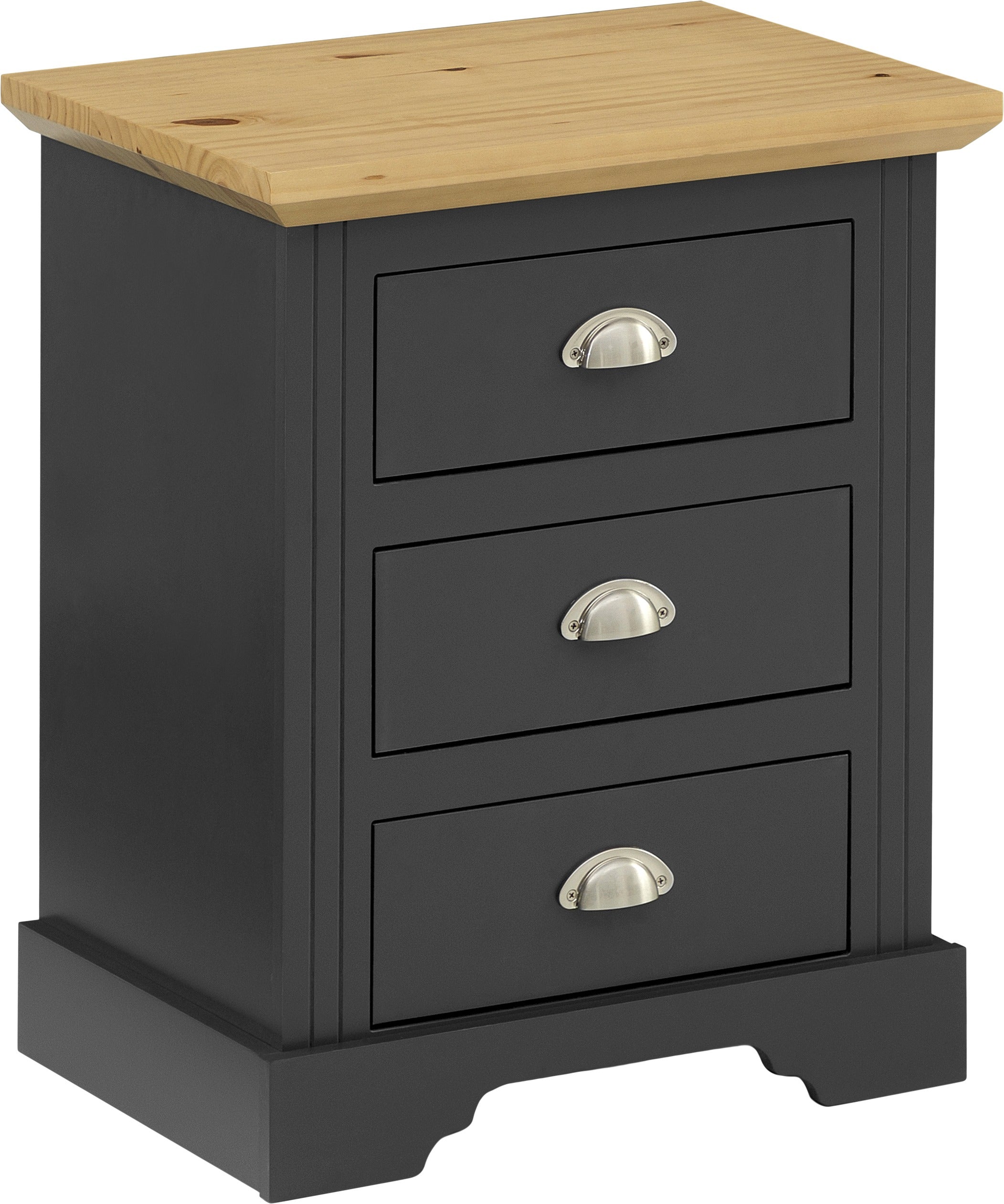 TOLEDO 3 DRAWER BEDSIDE - GREY/OAK EFFECT