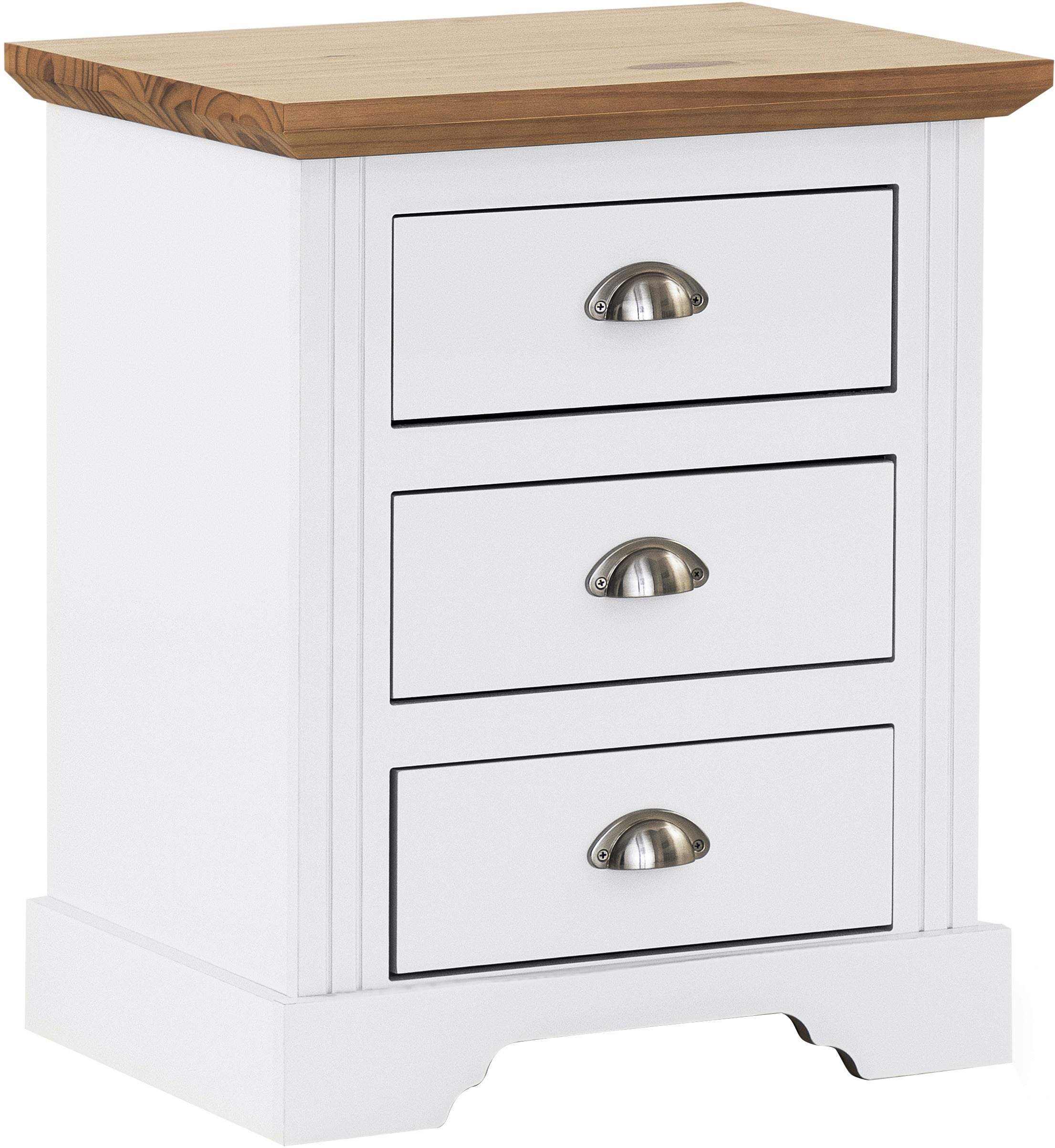 TOLEDO 3 DRAWER BEDSIDE - WHITE/OAK EFFECT