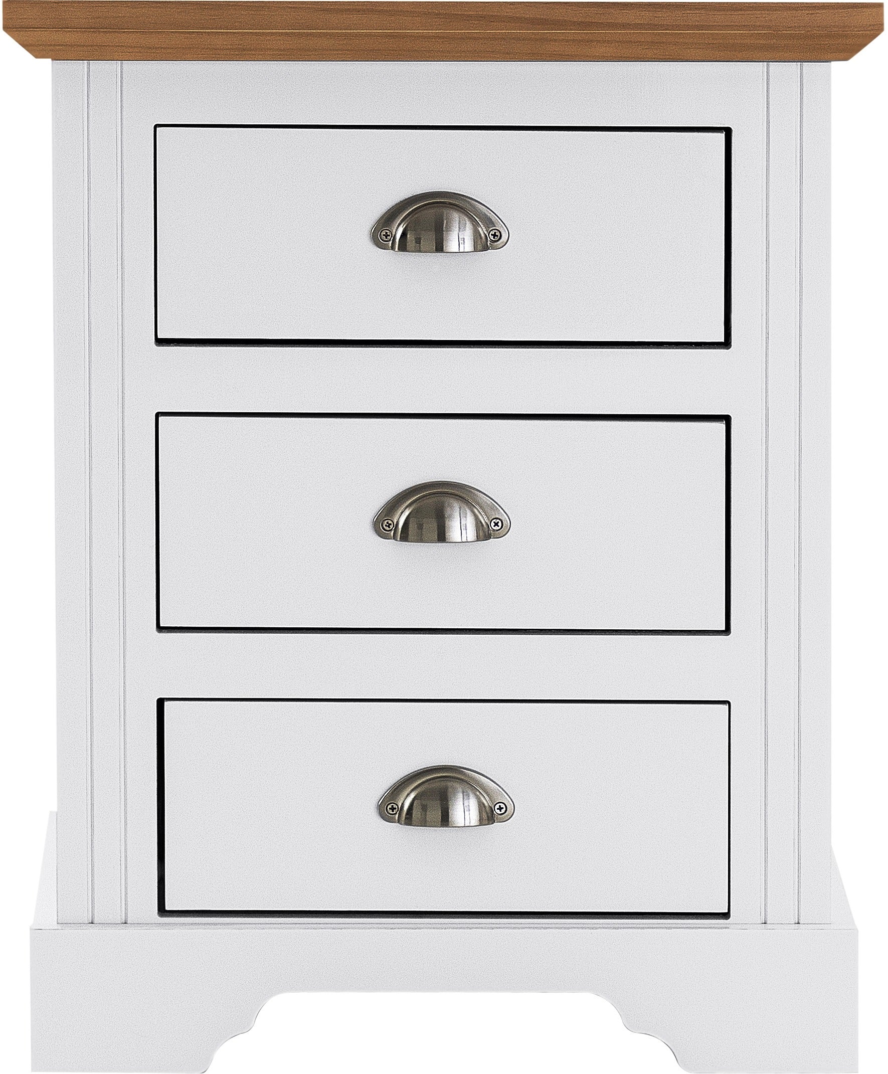 TOLEDO 3 DRAWER BEDSIDE - WHITE/OAK EFFECT